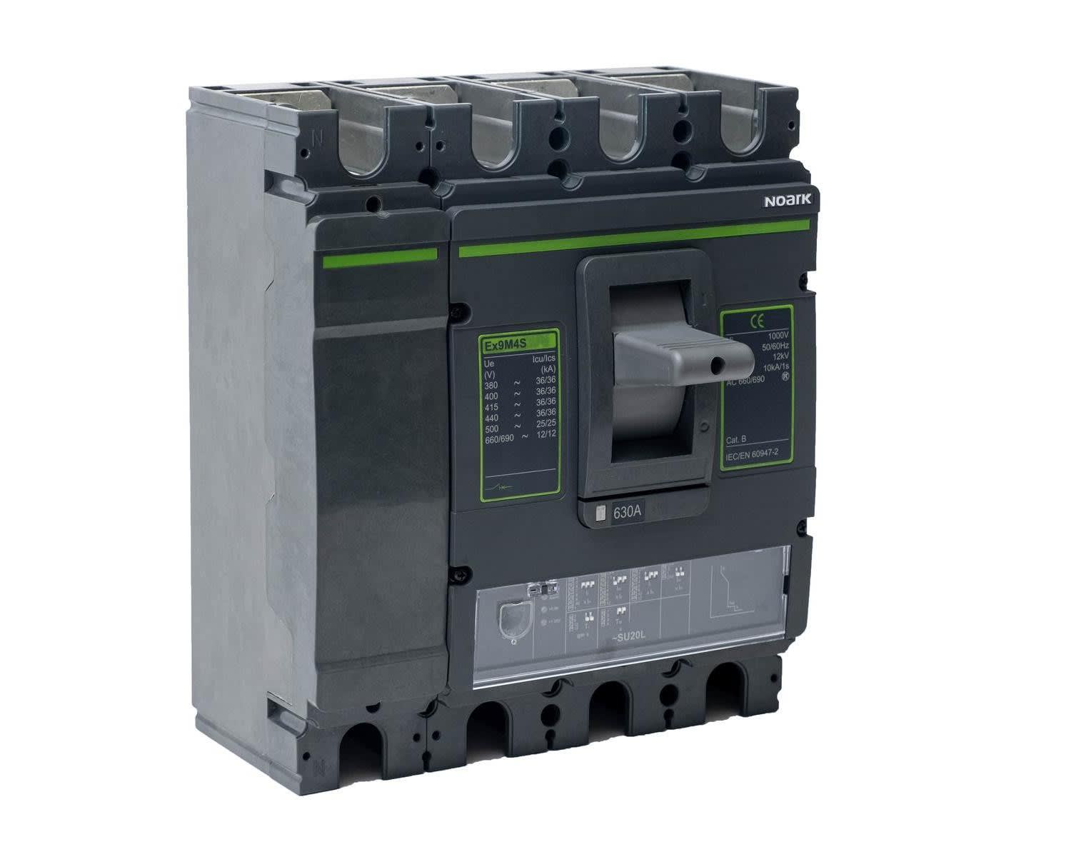 Madenr - Disjoncteur 4 pôles AC compact boitier moulé Ex9M4H SU20L 630 A, Icu=100kA