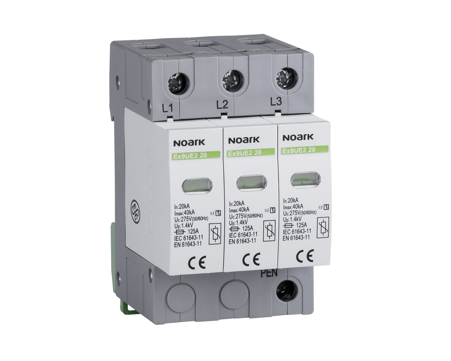 Madenr - Parafoudre 3 pôles Ex9UE type 2, 440 VAC, 20 kA sans signalisation