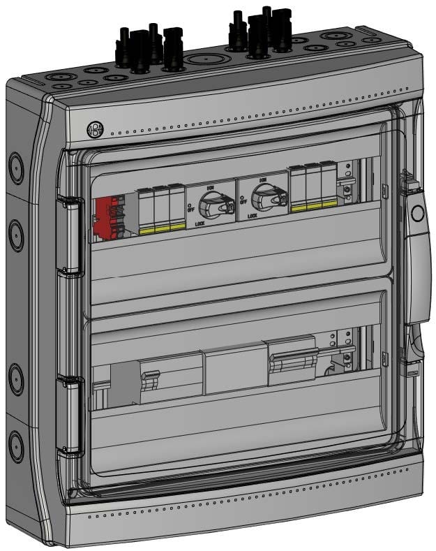 Madenr - Coffret DC+AC Madenr+LG 1000V Tri 2MPPT 2 Strings para 1 ond 10kW (C20) 300mA
