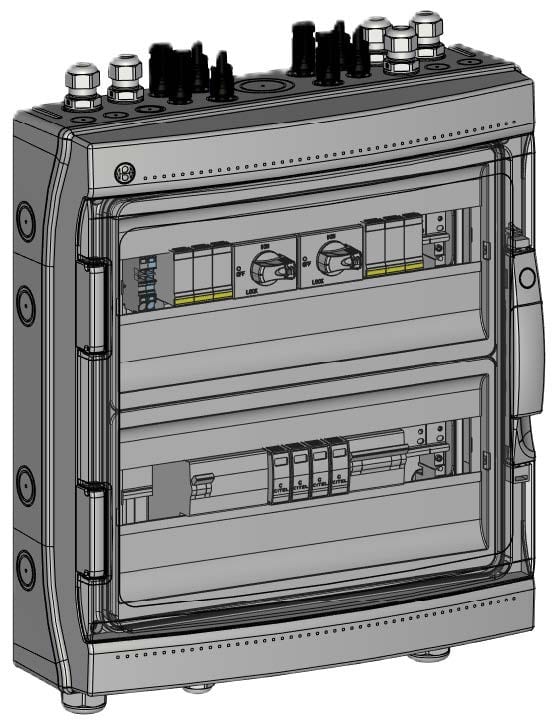 Madenr - Coffret DC+AC Madenr+LG 1000V Tri 2MPPT 2 Strings para 1 ond 12kW (C25) 300mA