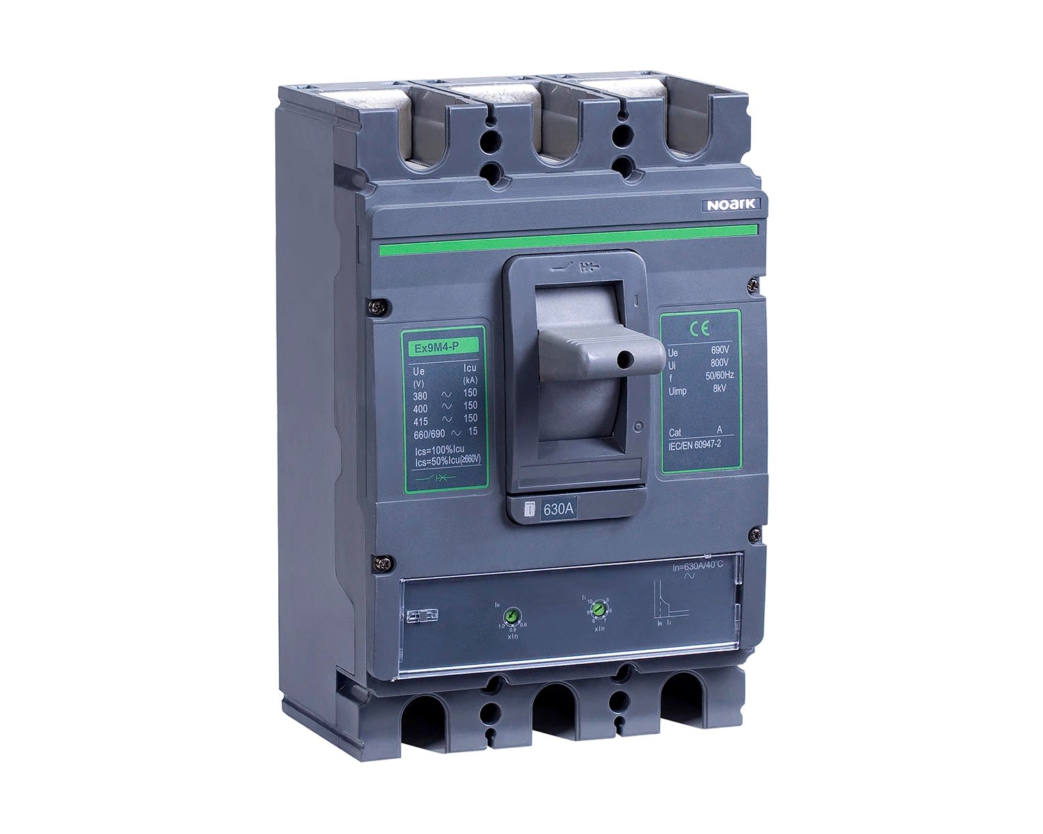 Madenr - Disjoncteur 3 pôles AC compact boitier moulé Ex9M4N TM 630 A, Icu=50kA