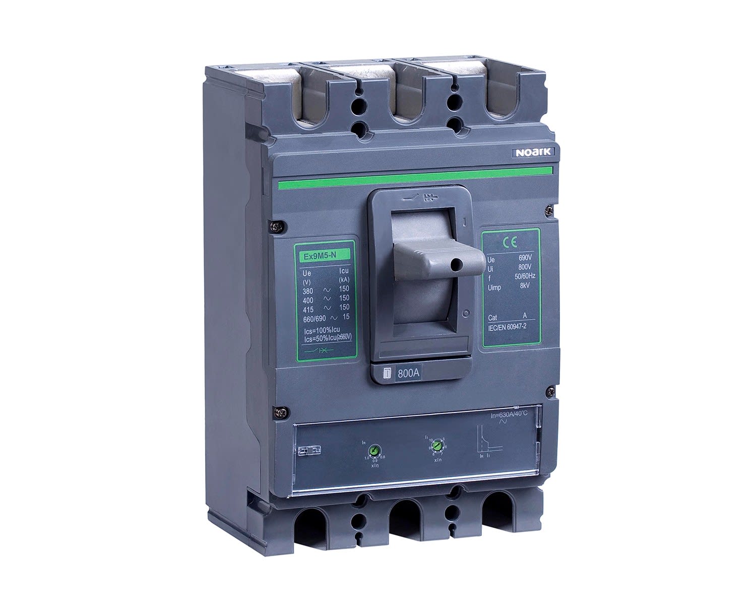 Madenr - Disjoncteur 3 pôles AC compact boitier moulé Ex9M5P TM 630 A, Icu=150kA