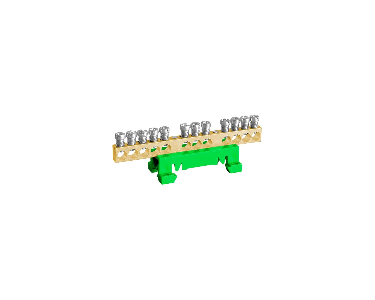 Madenr - Barette de terre non iso TBB 63 A pour 12 raccordements de max 10 mm² vert/jaune