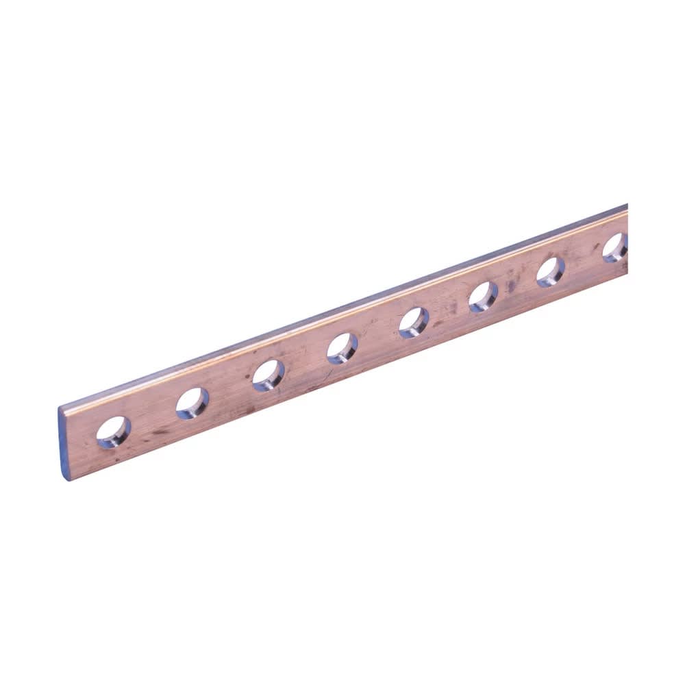 Nvent Erico - ERIFLEX Barre perforée en cuivre nu, simple, 25 mm x 5 mm x 1750 mm