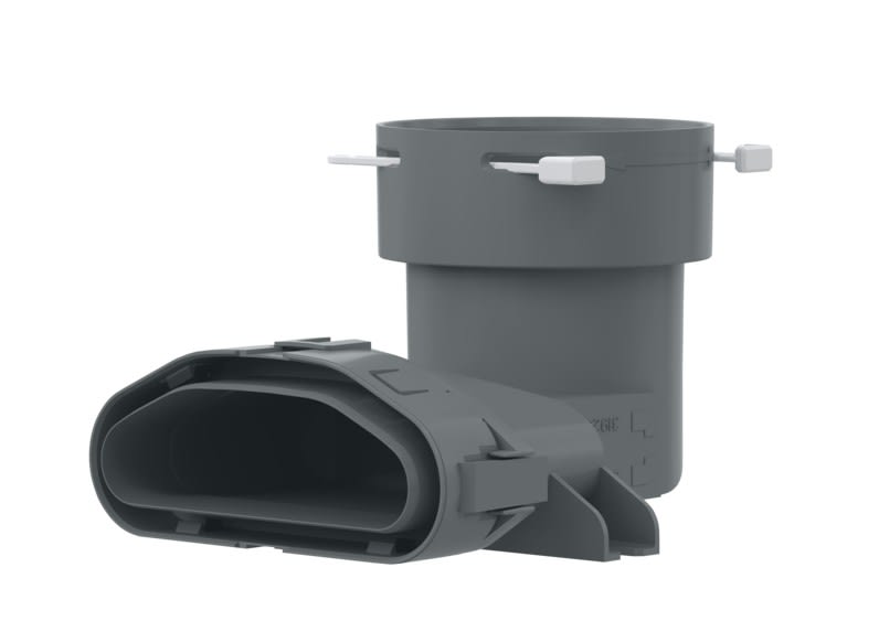 Stiebel Eltron - 4 x pièces de transfo gaine plate LVE -> gaine LVS Ø 75mm Coude 90° vers le haut
