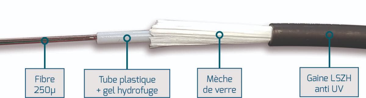 Uniformatic - FIBRE OM3 12 FO INT/EXT LSZH STRUCTURE LIBRE 250µ ANTI RONGEUR SIMPLE