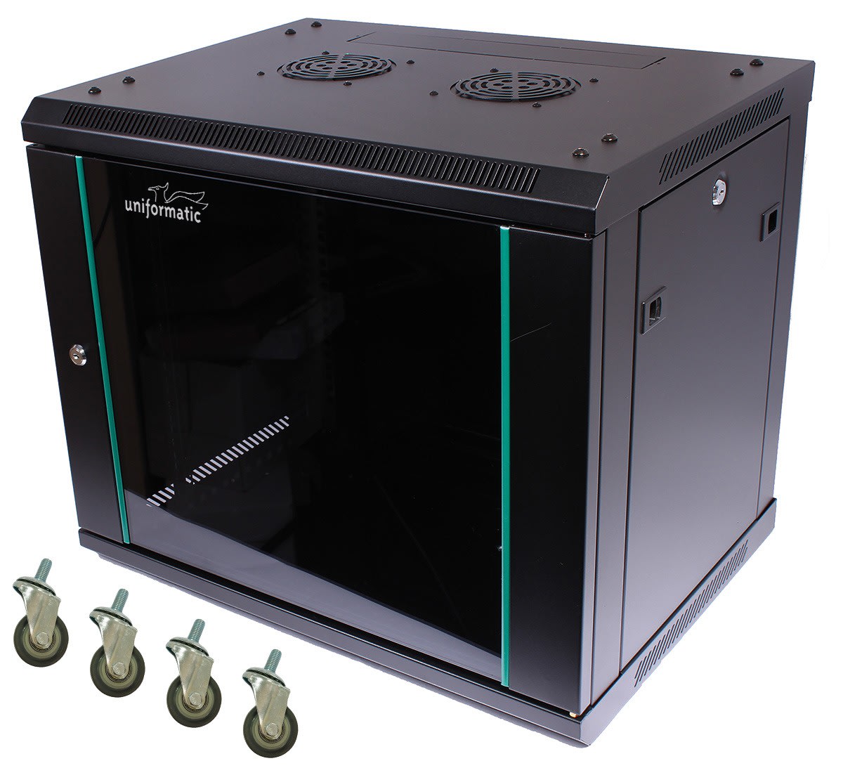 Uniformatic - COFFRET CHASSIS FIXE PANNEAUX AMOVIBLES 12U P450 NOIR AVEC ROULETTES