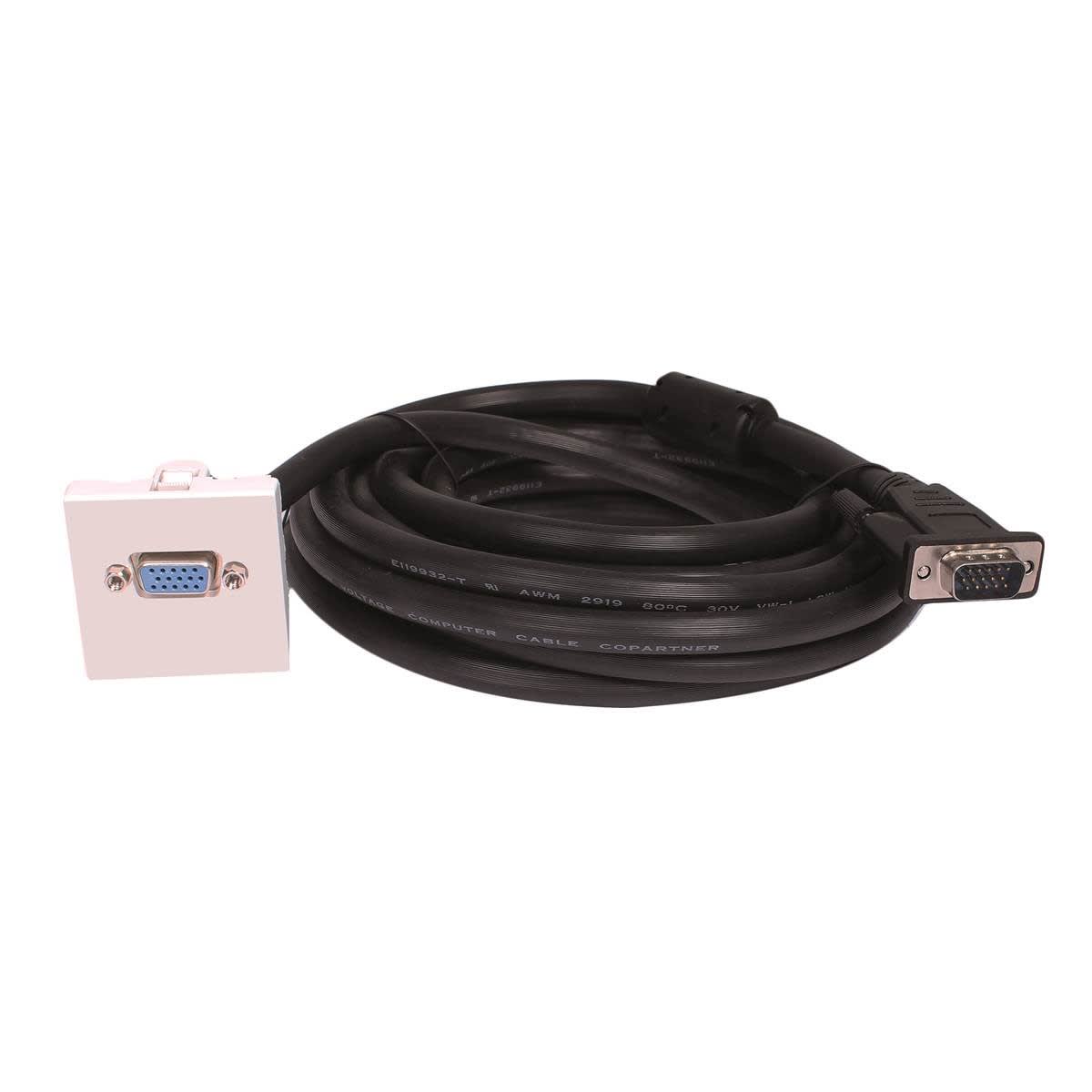 Uniformatic - PLASTRON VGA 45x45 FEMELLE AVEC CORDON MÂLE 20 METRES