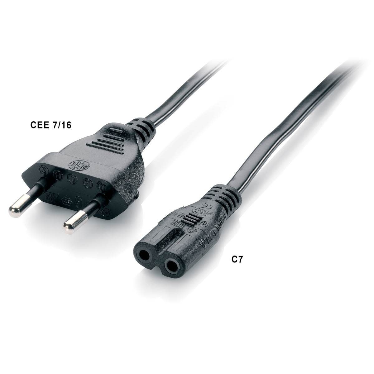 Uniformatic - CORDON SECTEUR BIPOLAIRE NOIR PRISE PLATE 1,8 METRE