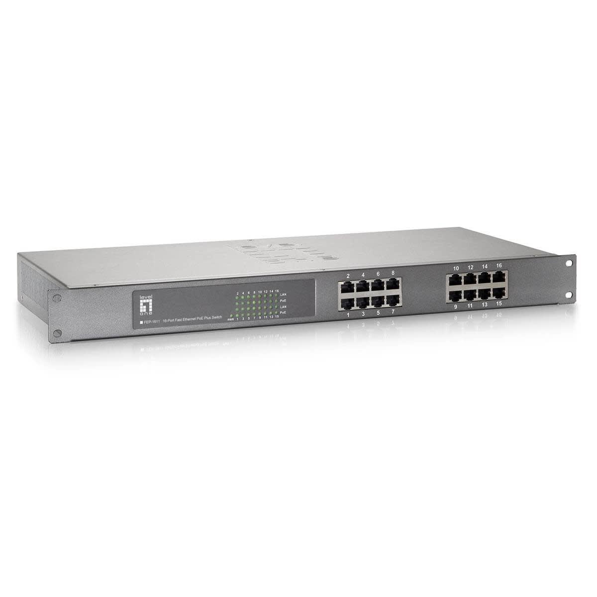 Uniformatic - SWITCH RACKABLE 16 PORTS 10/100 240W POE+ 802.3AT