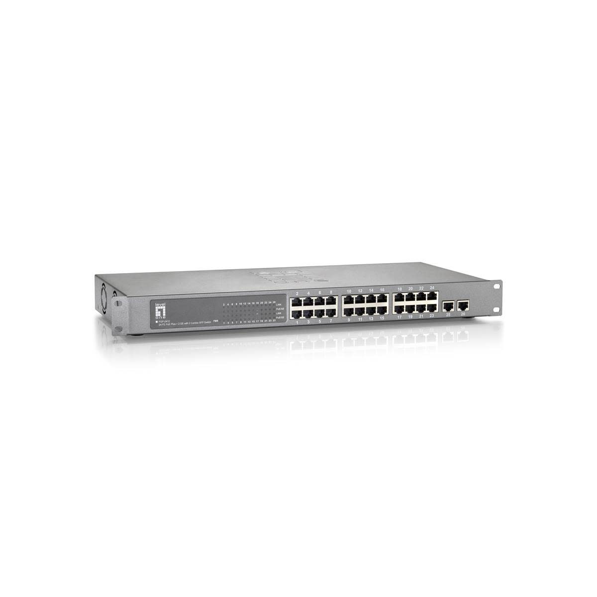 Uniformatic - SWITCH RACKABLE 24 PORTS 10/100 POE+ 150W +2 SFP GIGABIT