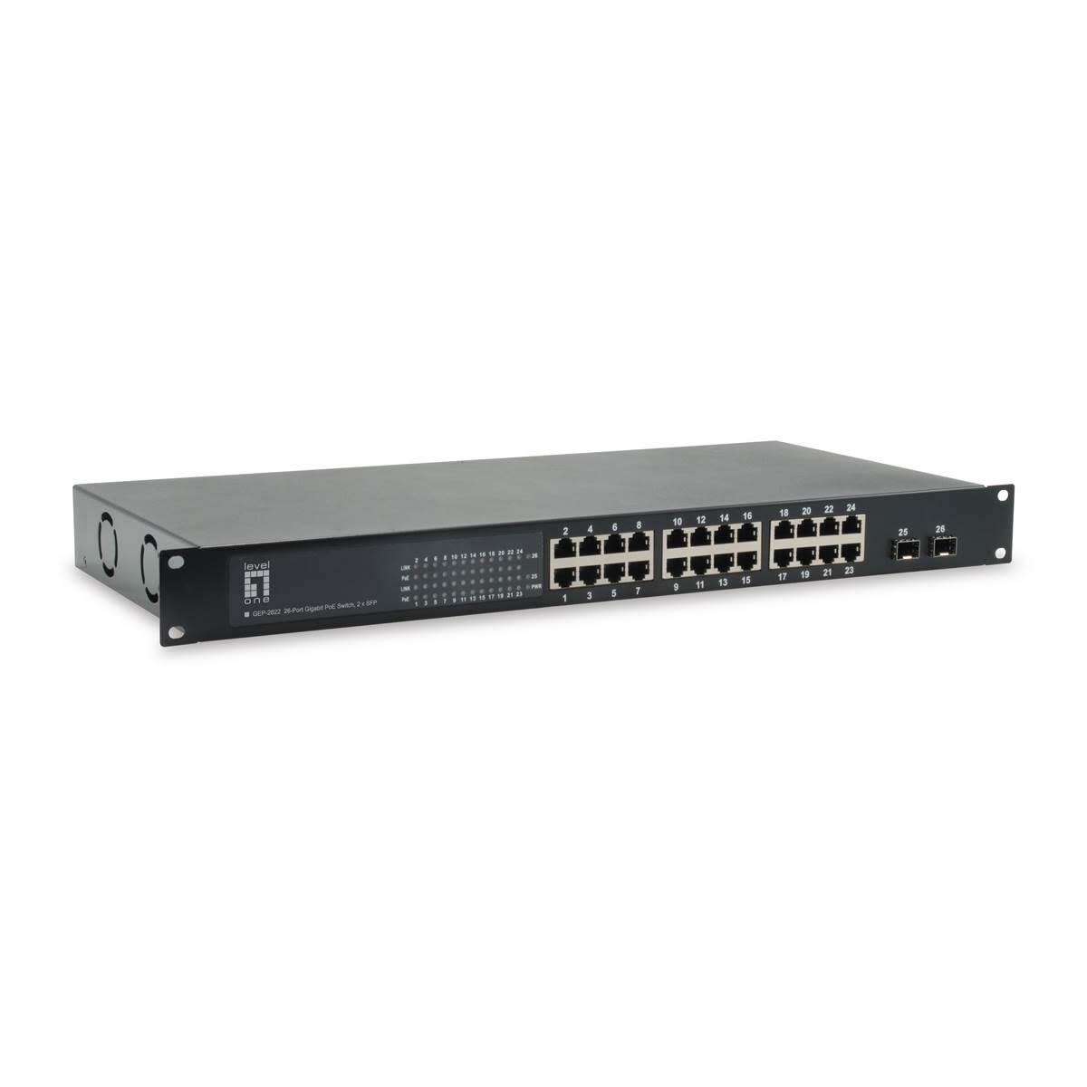 Uniformatic - SWITCH RACKABLE 24 PORTS 10/100/1000 GIGA POE+ 150W +2 SFP