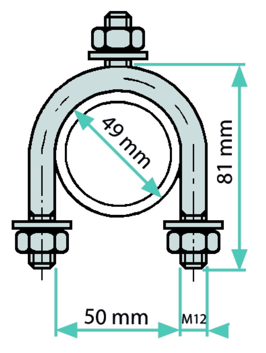 Seifel - Etrier en fer rond. de diametre interieur 49 mm. 3 points de fixation