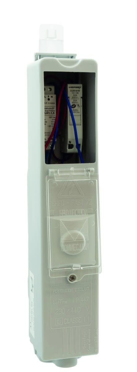 Seifel - Boîtier classe 2 PERFOFAST 72 + 1CC 10x38 Uni+N+Parafoudre bornier 2x4x25mm²