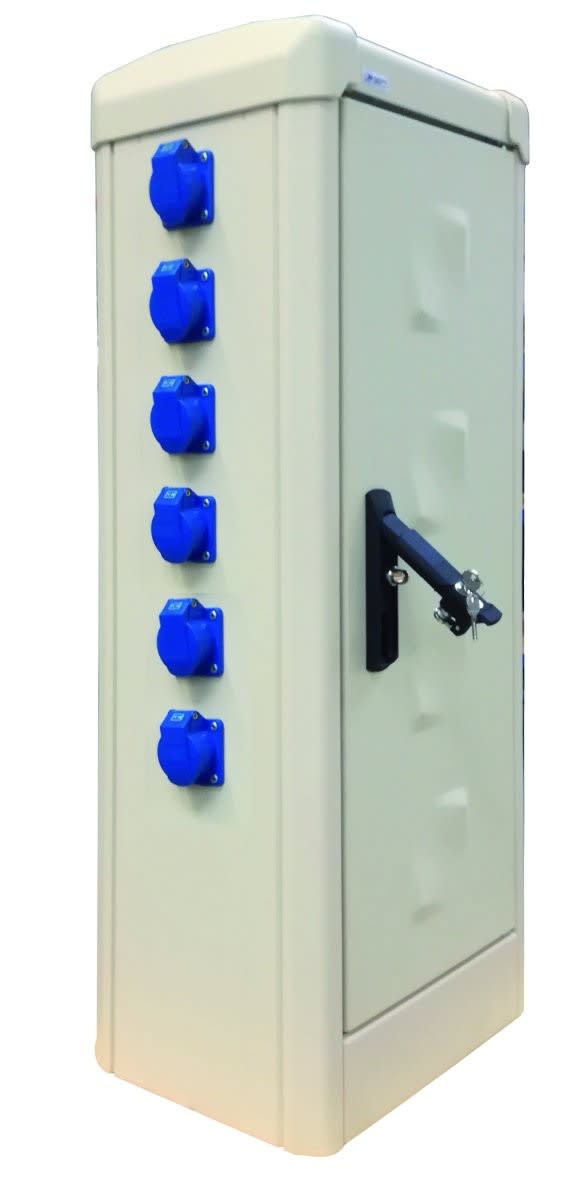 Seifel - Armoire CAIMAN équipée 6 PC Mono 16A (gauche) - RAL 1015