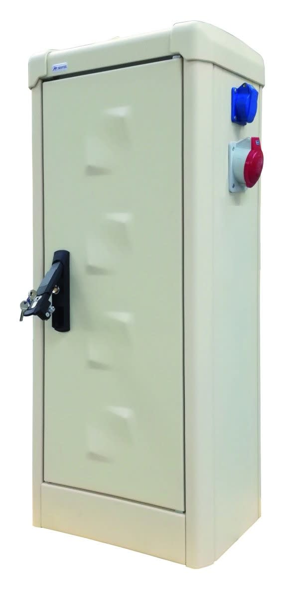 Seifel - Armoire CAIMAN équipée 3 PC Mono 16A + 1 PC Tri+N (droite) - RAL 1015