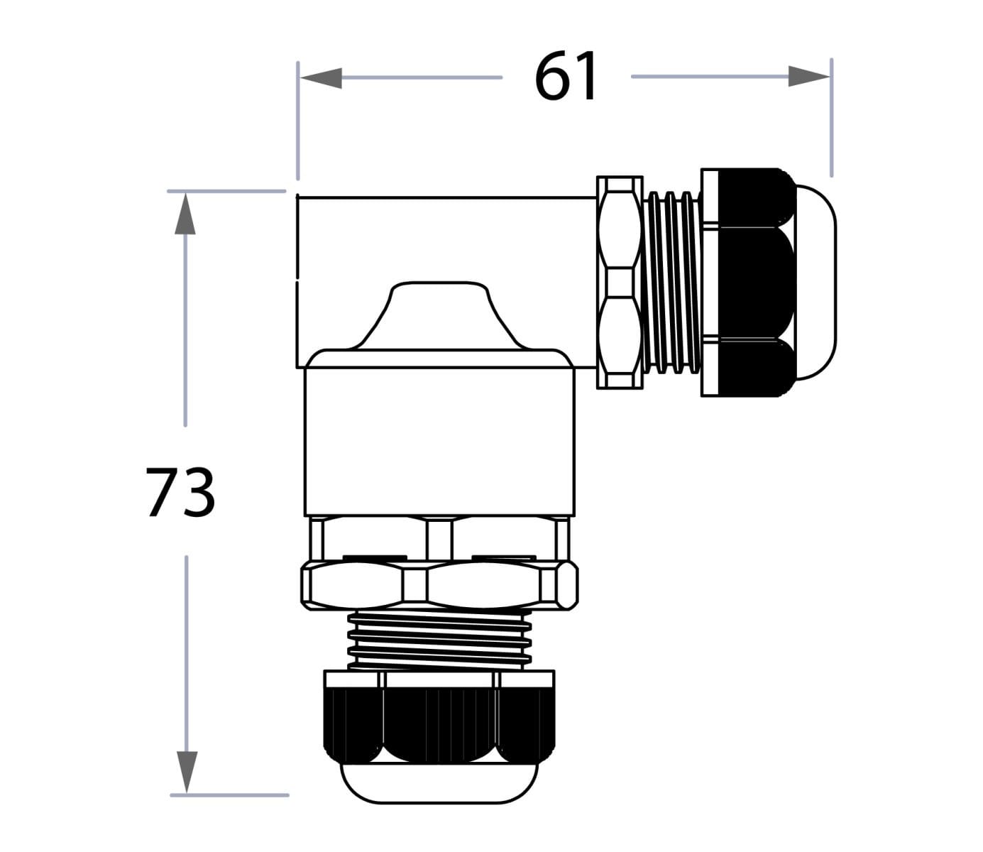 Seifel - Connecteur circulaire jonction/dérivation 3 P en L - câble 5 à 13.5 mm²