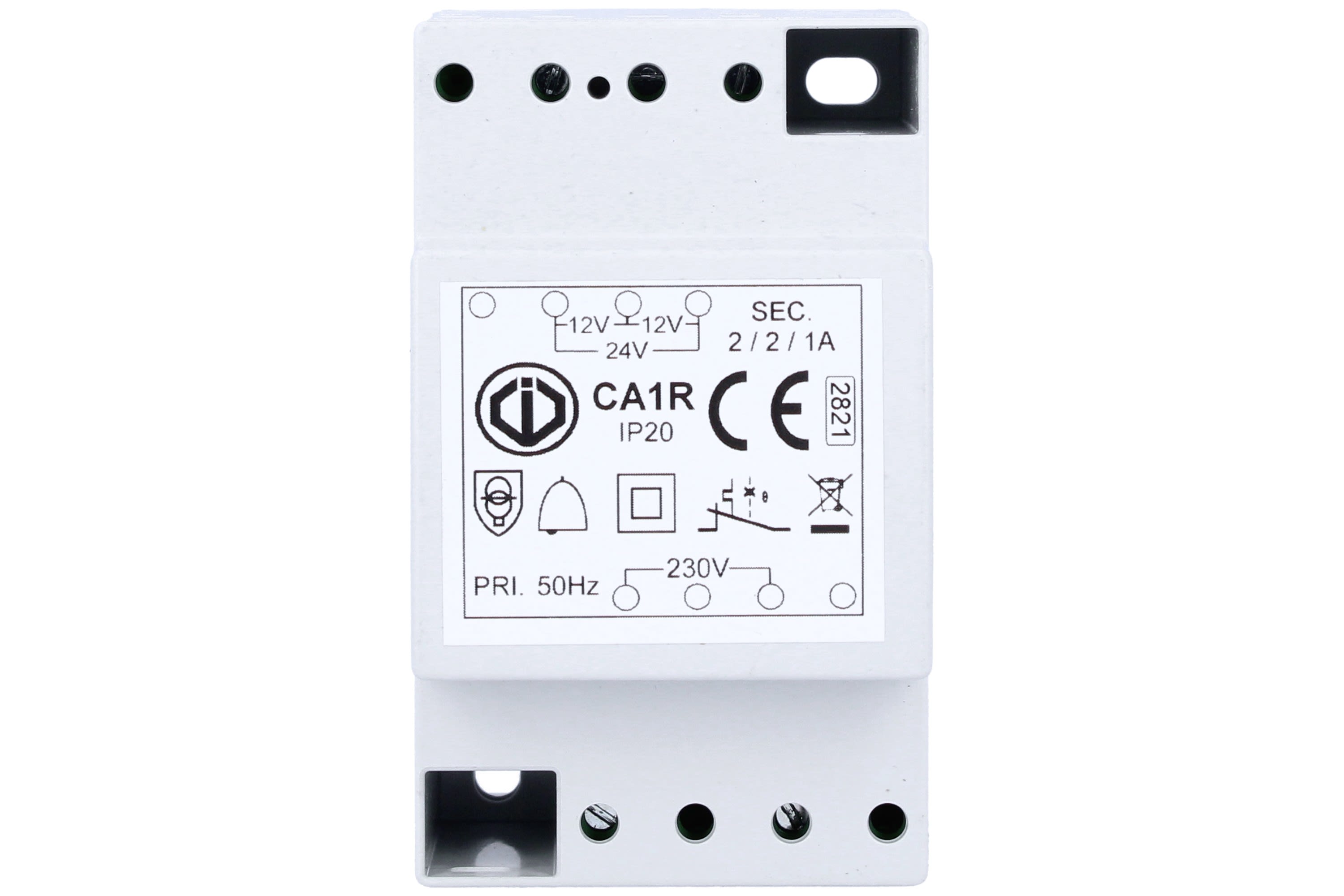 Cdvi - Transformateur 12/24V AC - 1/2 A - classe II - EN 61558-8 - Rail DIN - 3 modules
