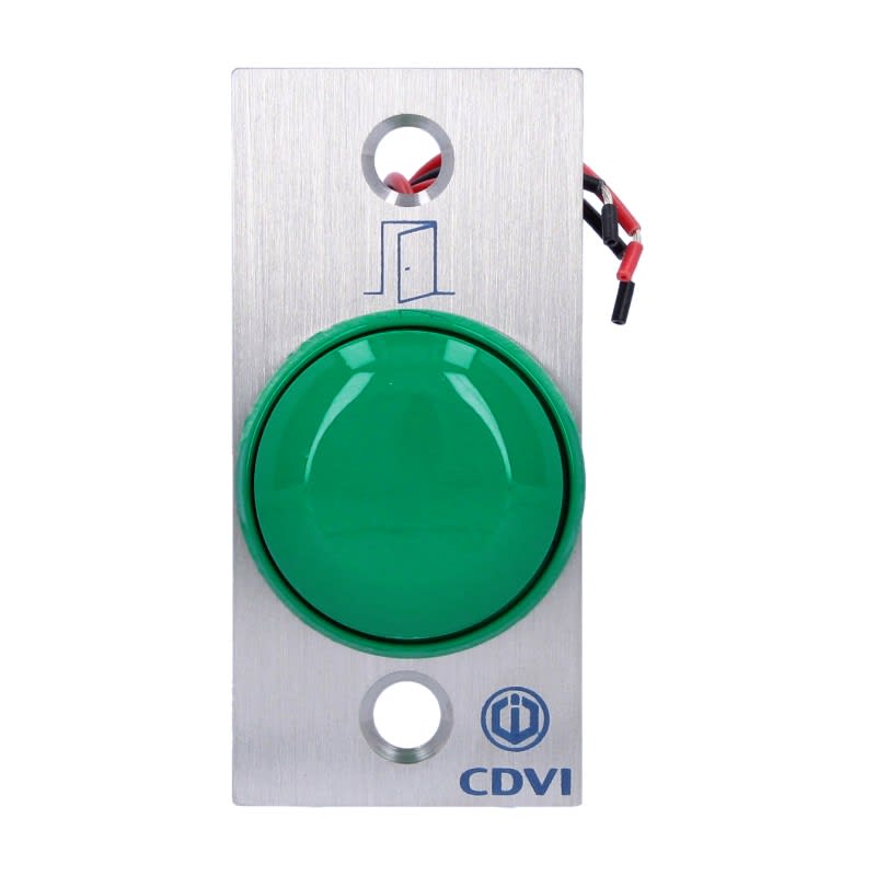 Cdvi - Bouton poussoir NONF Choc - Vert - Précâblé - plaque porte inox