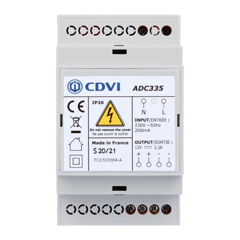 Cdvi - Alimentation à découpage 12V DC 3,5A non-secourue ? 3 modules rail DIN protégés