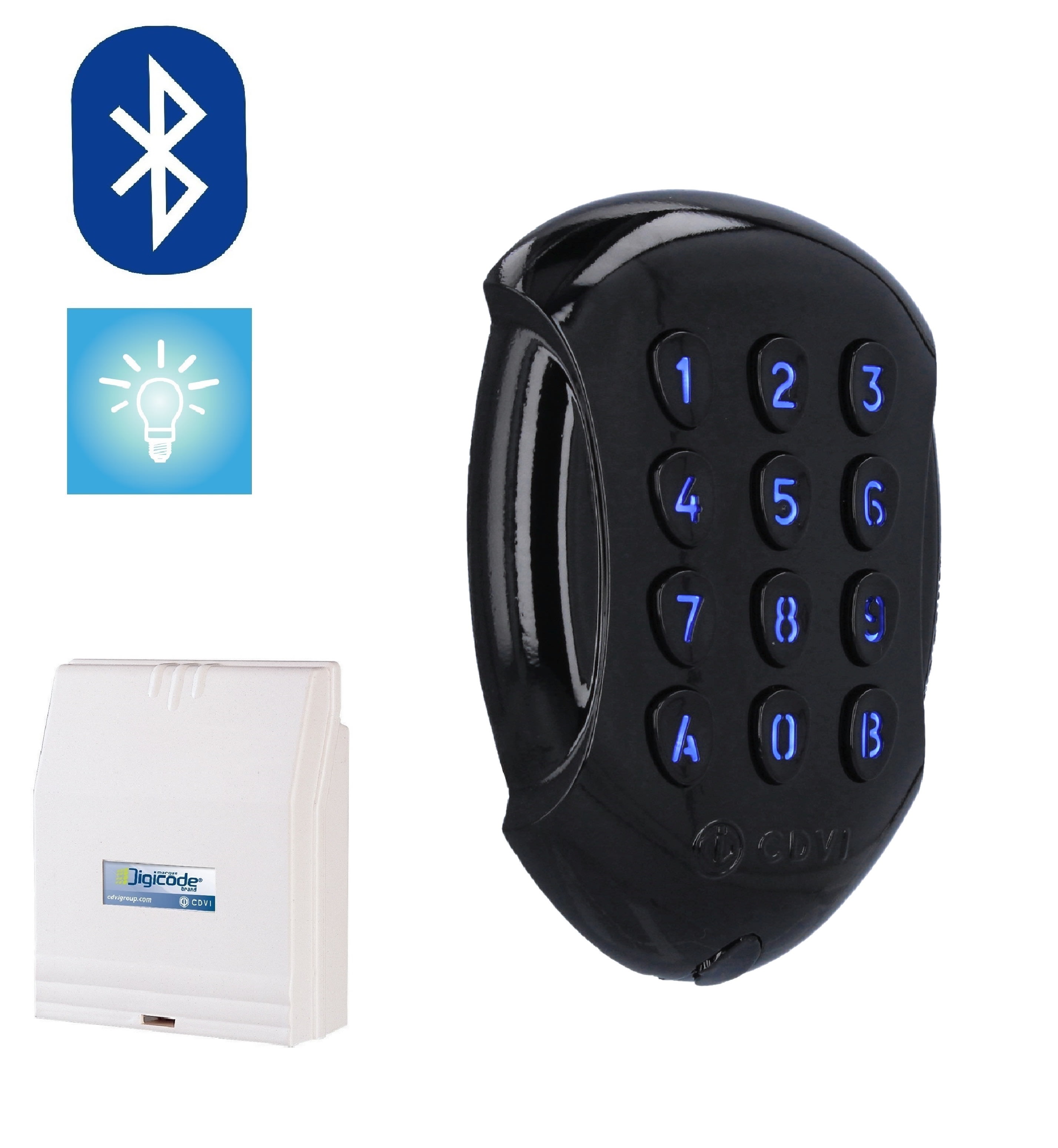 Cdvi - Clavier Digicode noir mat rétro-éclairé et électronique déportée avec Bluetooth