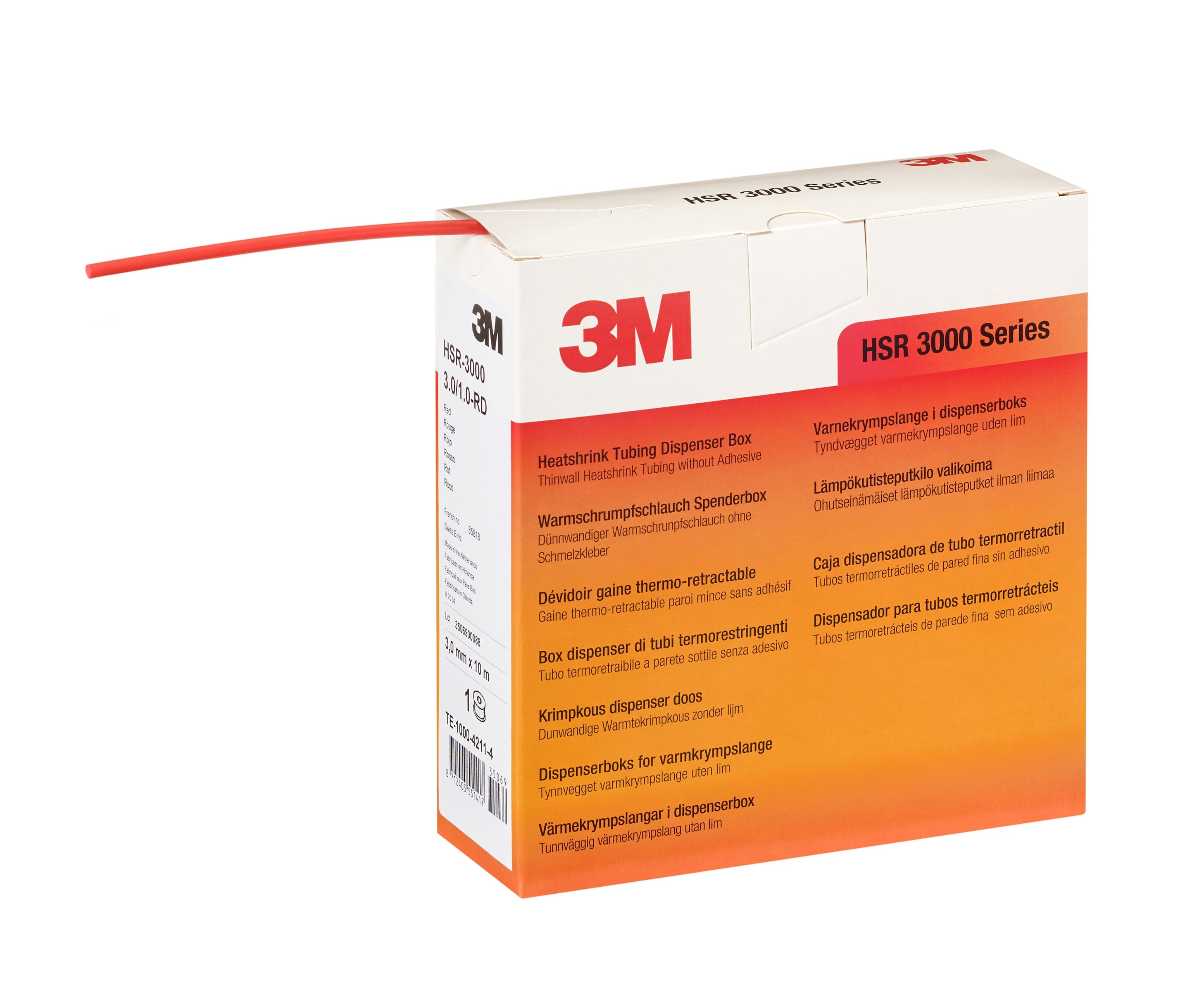 3M Electricite - HSR 3000 3/1mm Gaine Thermorétractable en rouleau x10m Rouge
