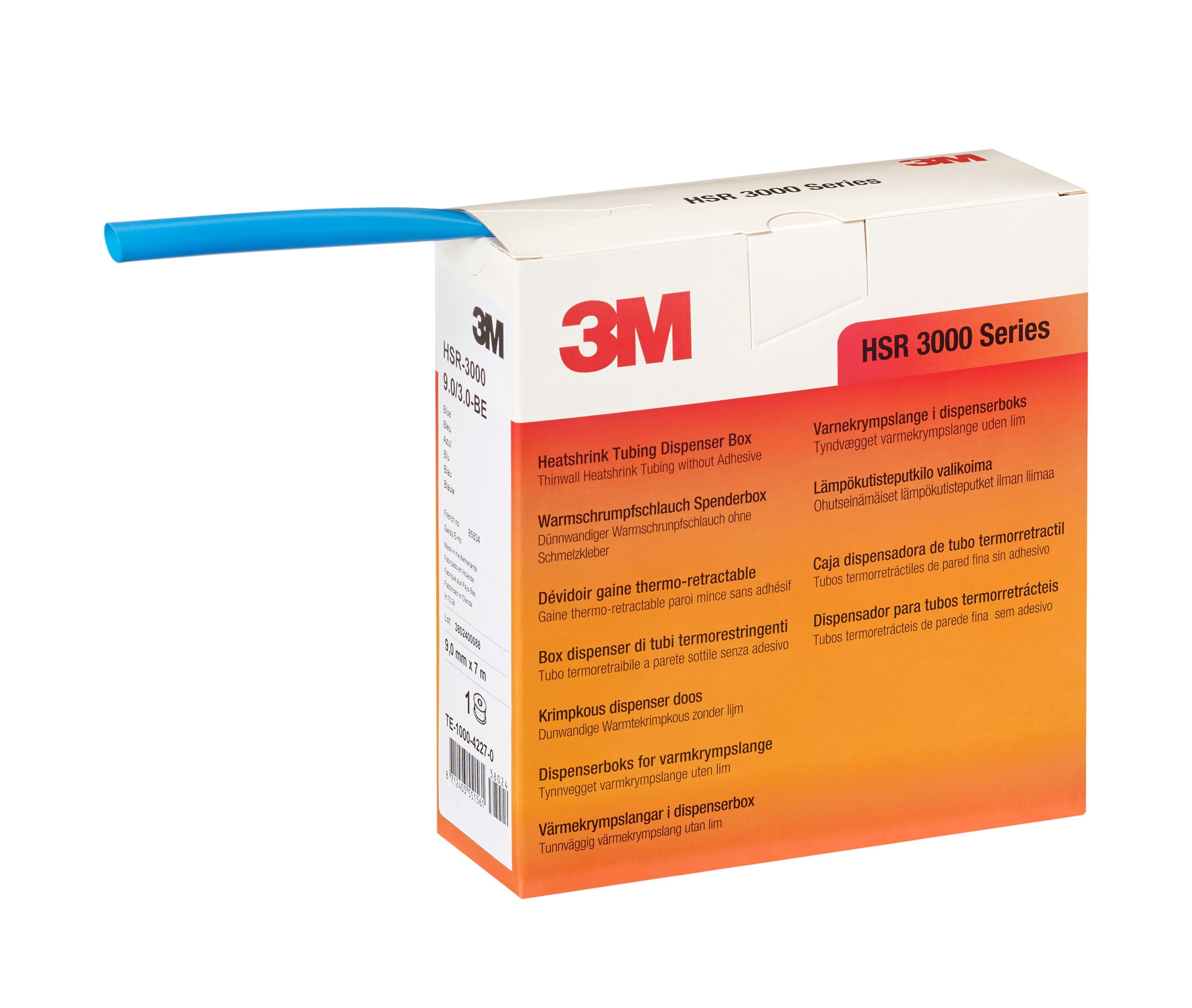 3M Electricite - HSR 3000 9/3mm Gaine Thermorétractable en rouleau x7m Bleu