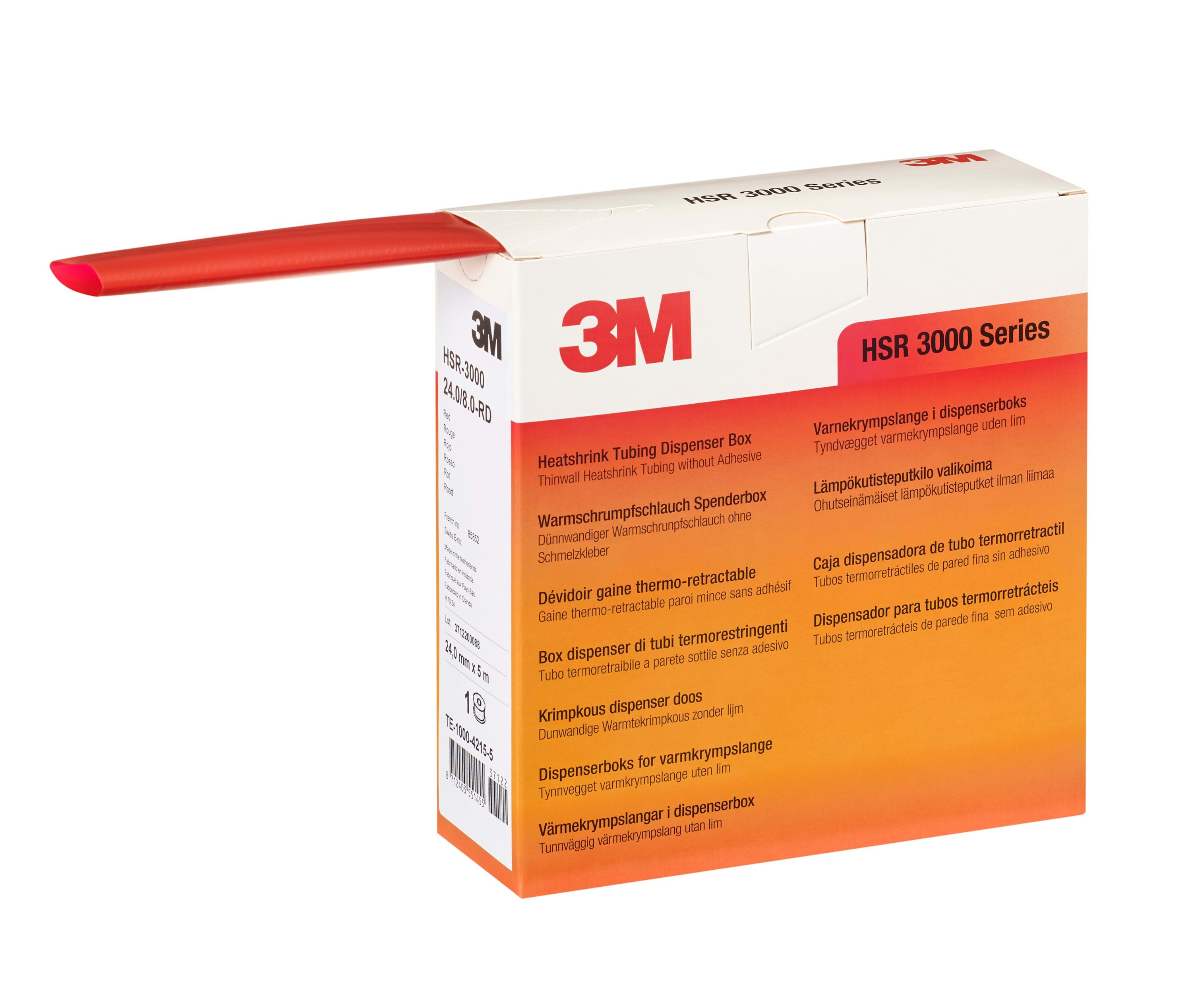 3M Electricite - HSR 3000 24/8mm Gaine Thermorétractable en rouleau x5m Rouge