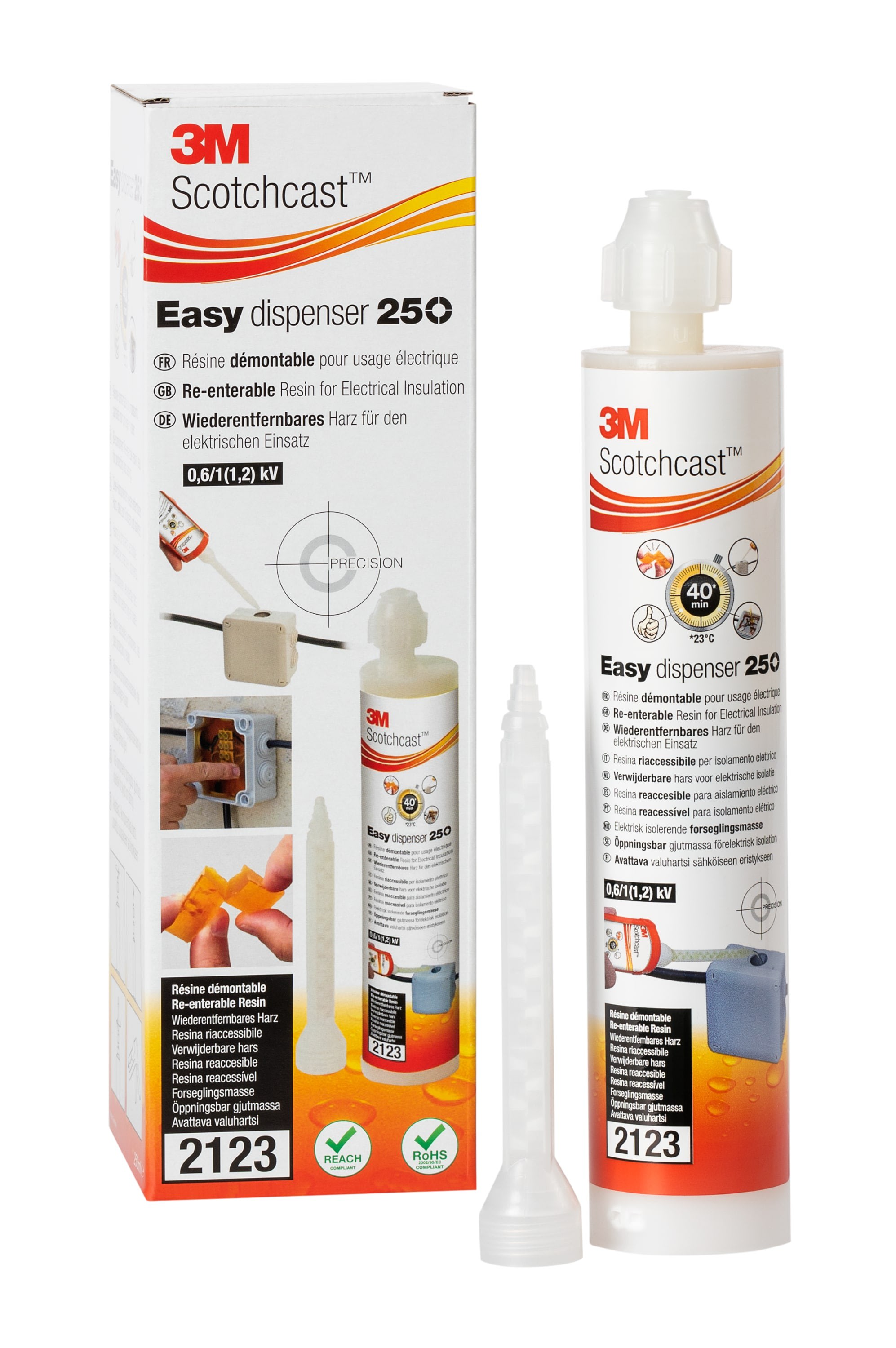 3M Electricite - Résine démontable 2123 en cartouche de 250ml Easy 250