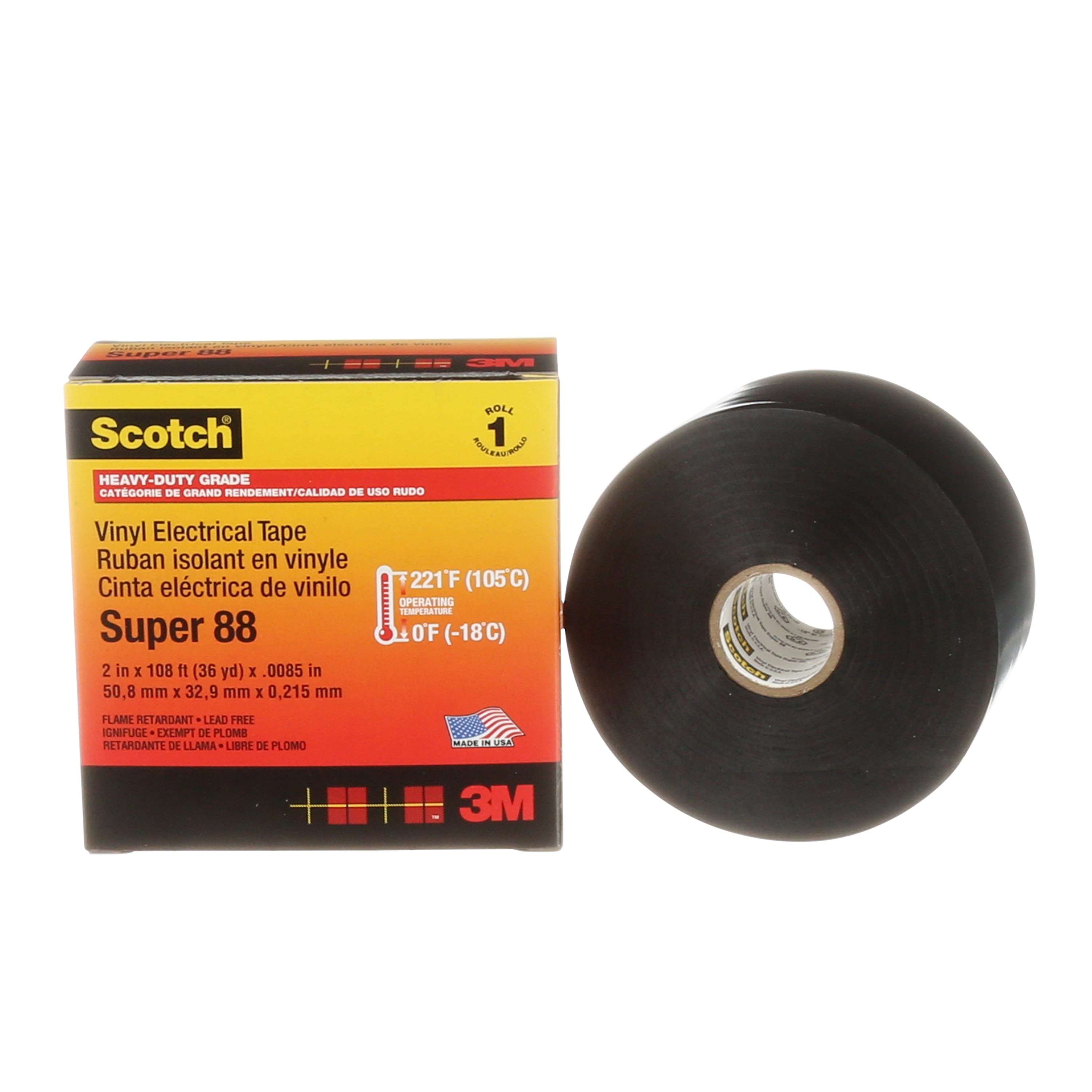 3M Electricite - 3M Scotch Super 88 Ruban PVC isolant électrique noir 33m x 50mm