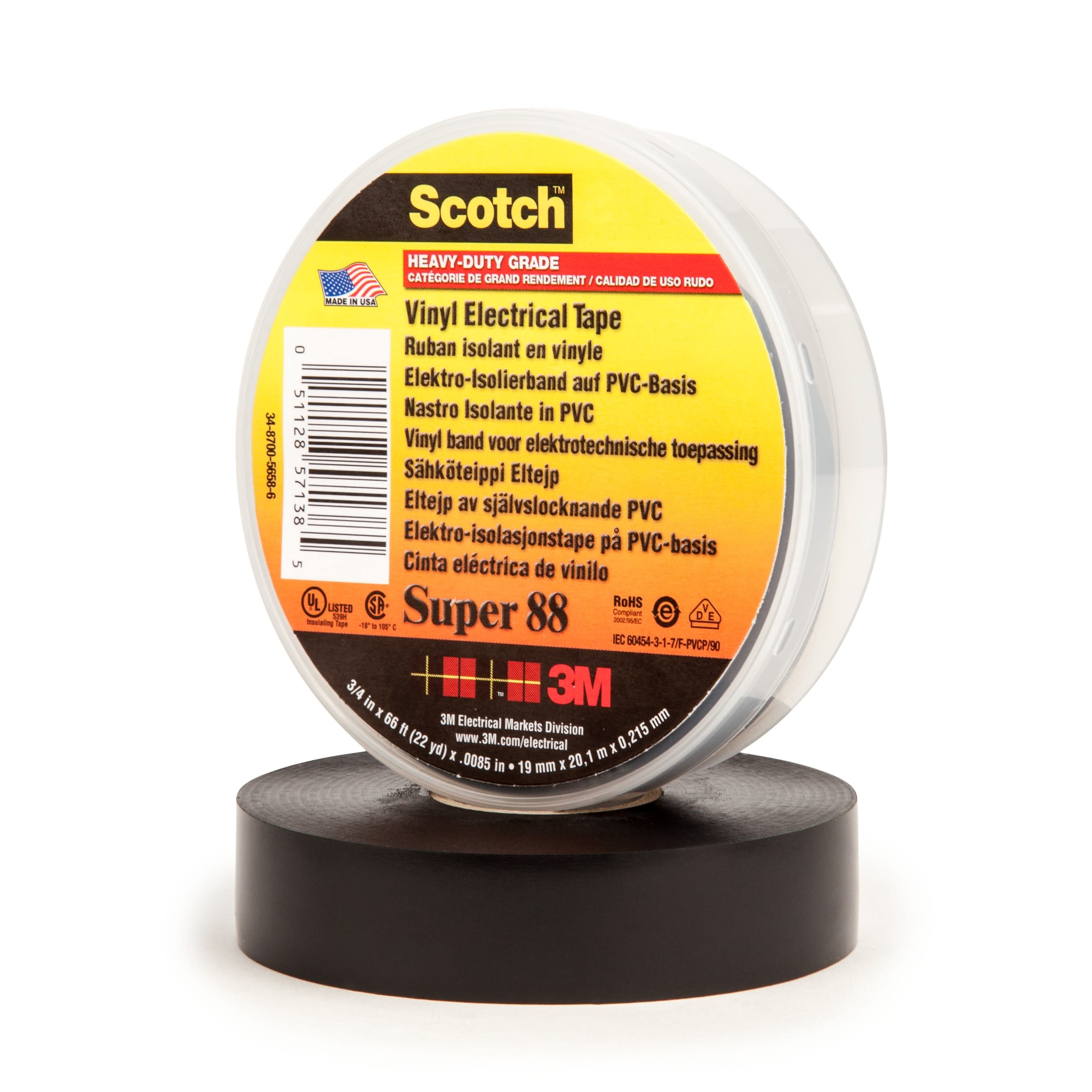 3M Electricite - 3M Scotch Super 88 Ruban PVC isolant électrique noir 20m x 19mm ep. 0,22mm