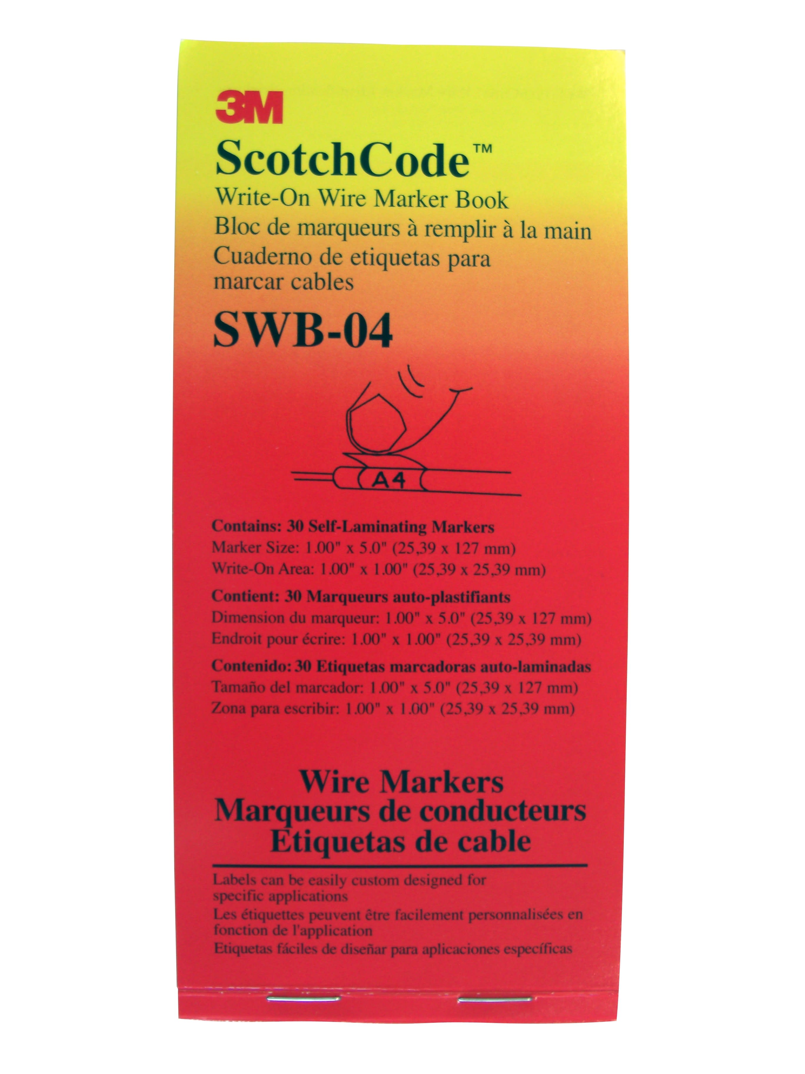 3M Electricite - Scotchcode SWB-4 Carnet 30 étiquettes de marquage pour câbles 8 à 40 mm