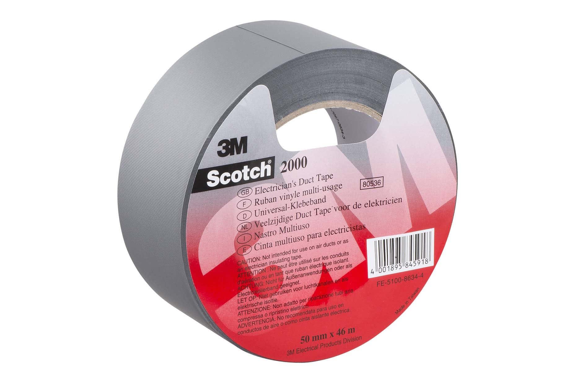 3M Electricite - 3M Scotch 2000 Ruban adhésif étanche multi-usages 46m x 50mm Gris, support PVC