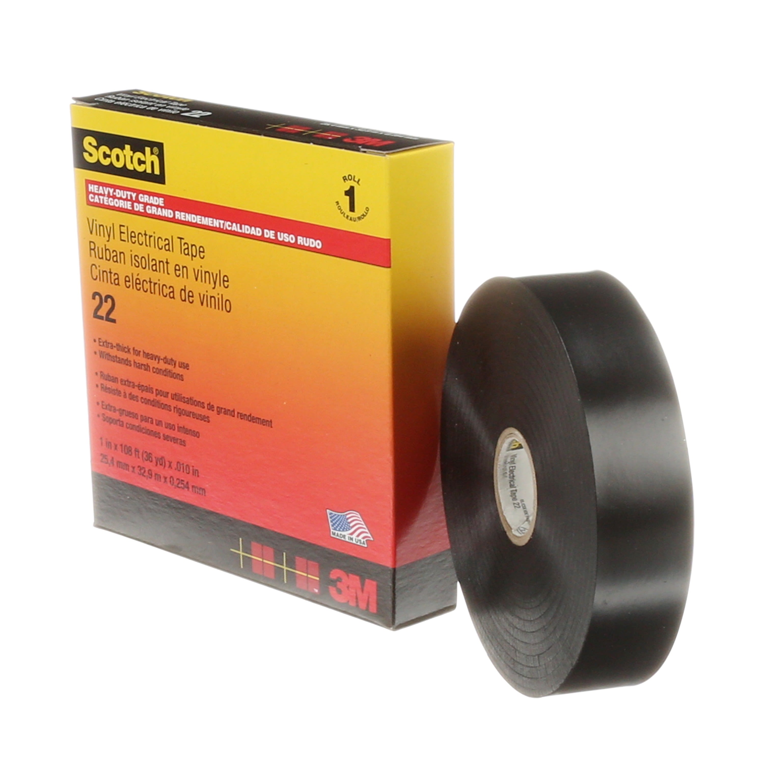 3M Electricite - 3M Scotch 22 Ruban vinyle isolant électrique noir 33m x 25mm ep. 0,25mm