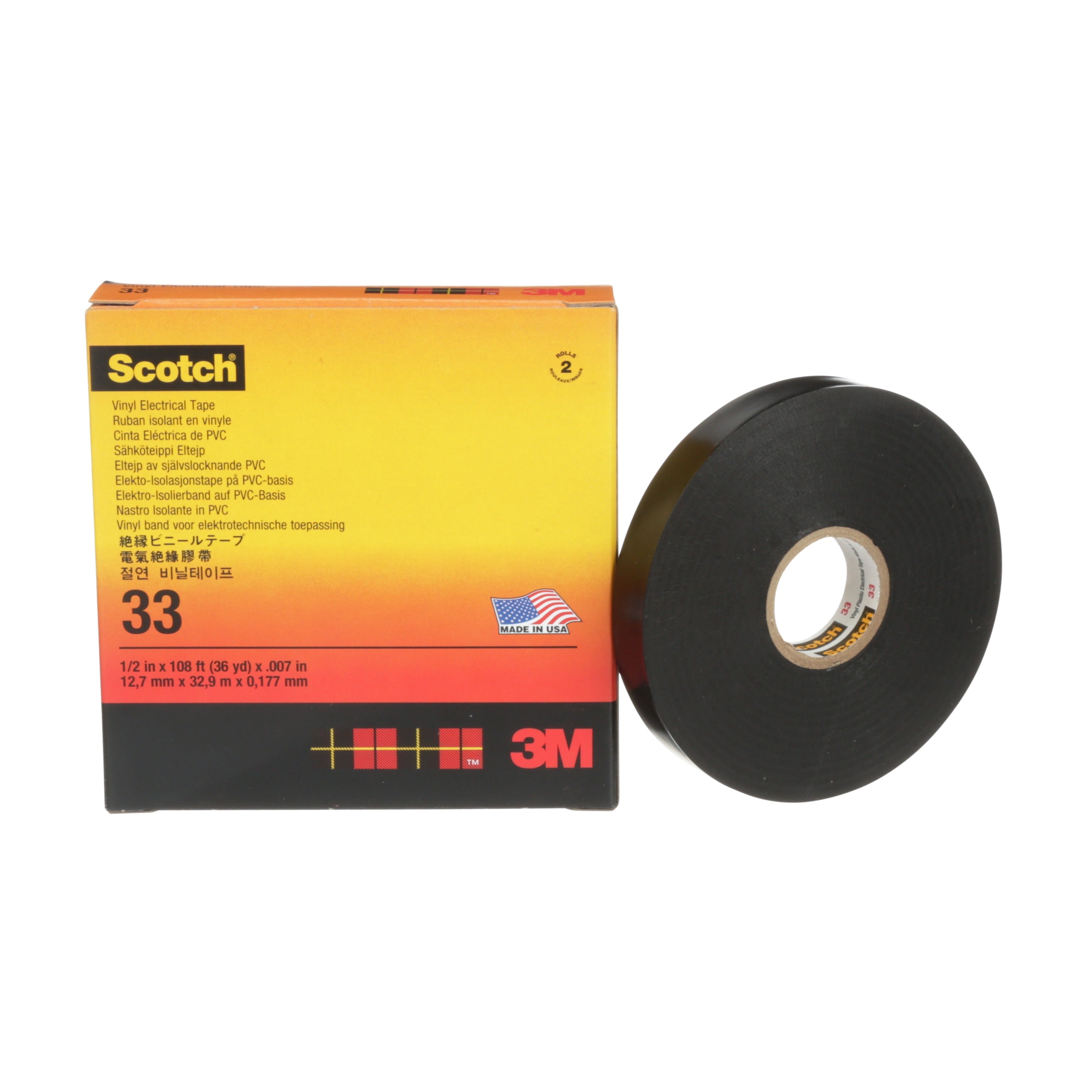 3M Electricite - 3M Scotch 33 Ruban vinyle isolant électrique noir 33m x 12,5mm ep. 0,18mm