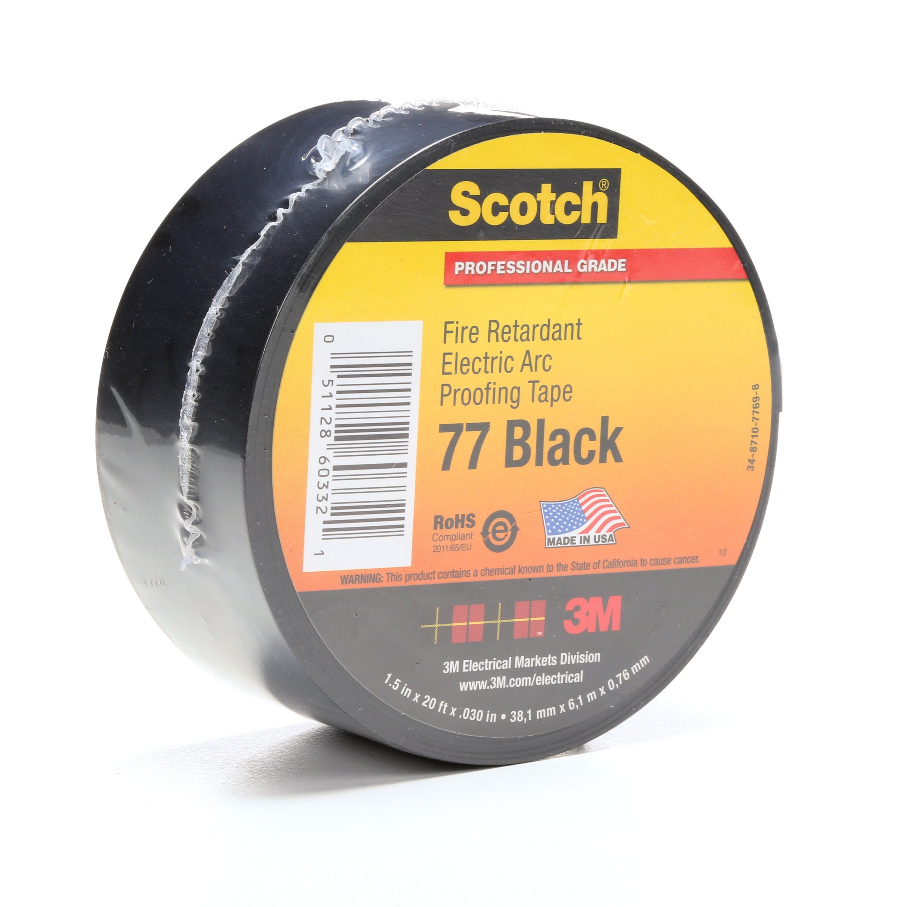 3M Electricite - 3M Scotch 77 Ruban retardateur de flamme élastomère Noir 38mm x 6,1m