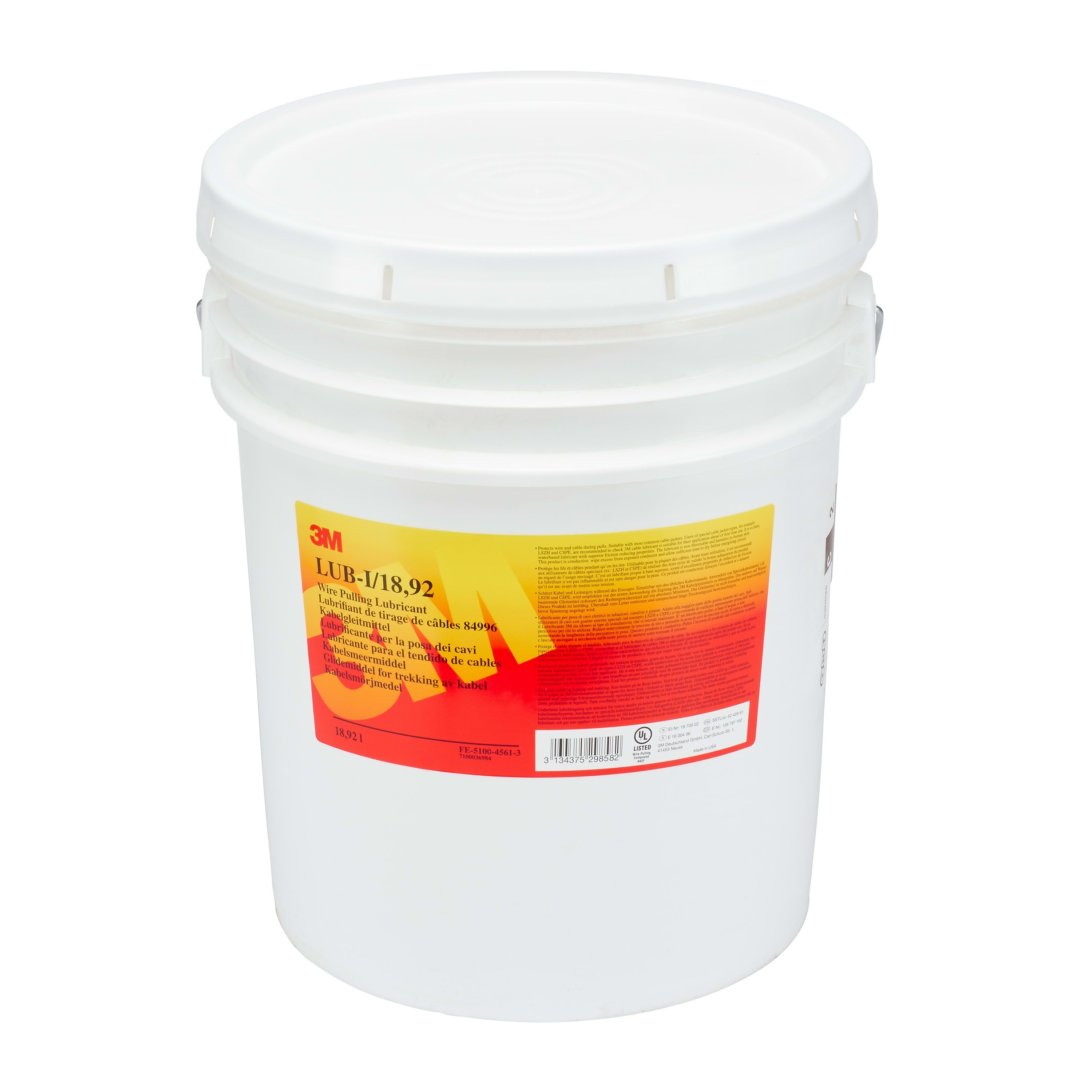 3M Electricite - Scotch LUB-I Lubrifiant de gaine de câble 18,9 L, gel polymère anti-frottement