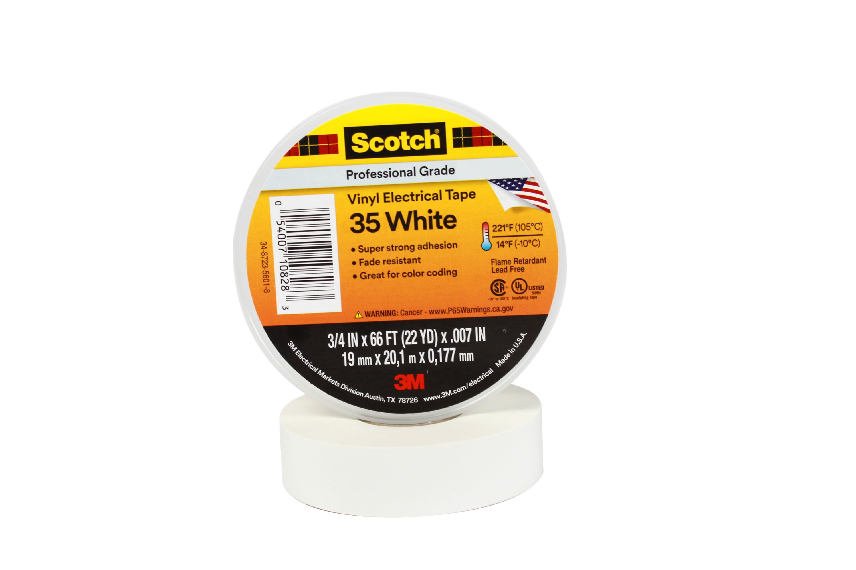 3M Electricite - 3M Scotch 35 Ruban isolant électrique hautes performances 20m x 19mm Blanc