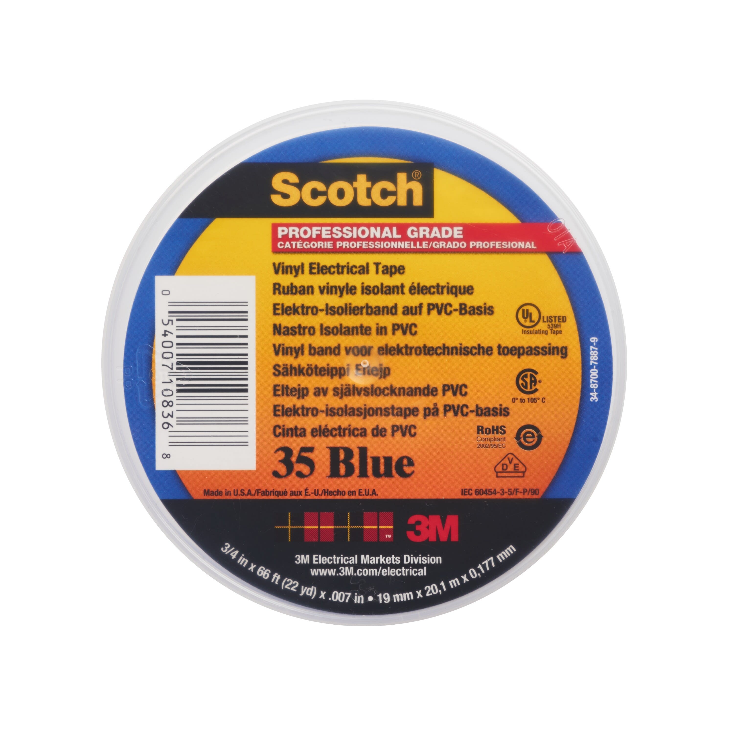 3M Electricite - 3M Scotch 35 Ruban isolant électrique hautes performances 20m x 19mm Bleu