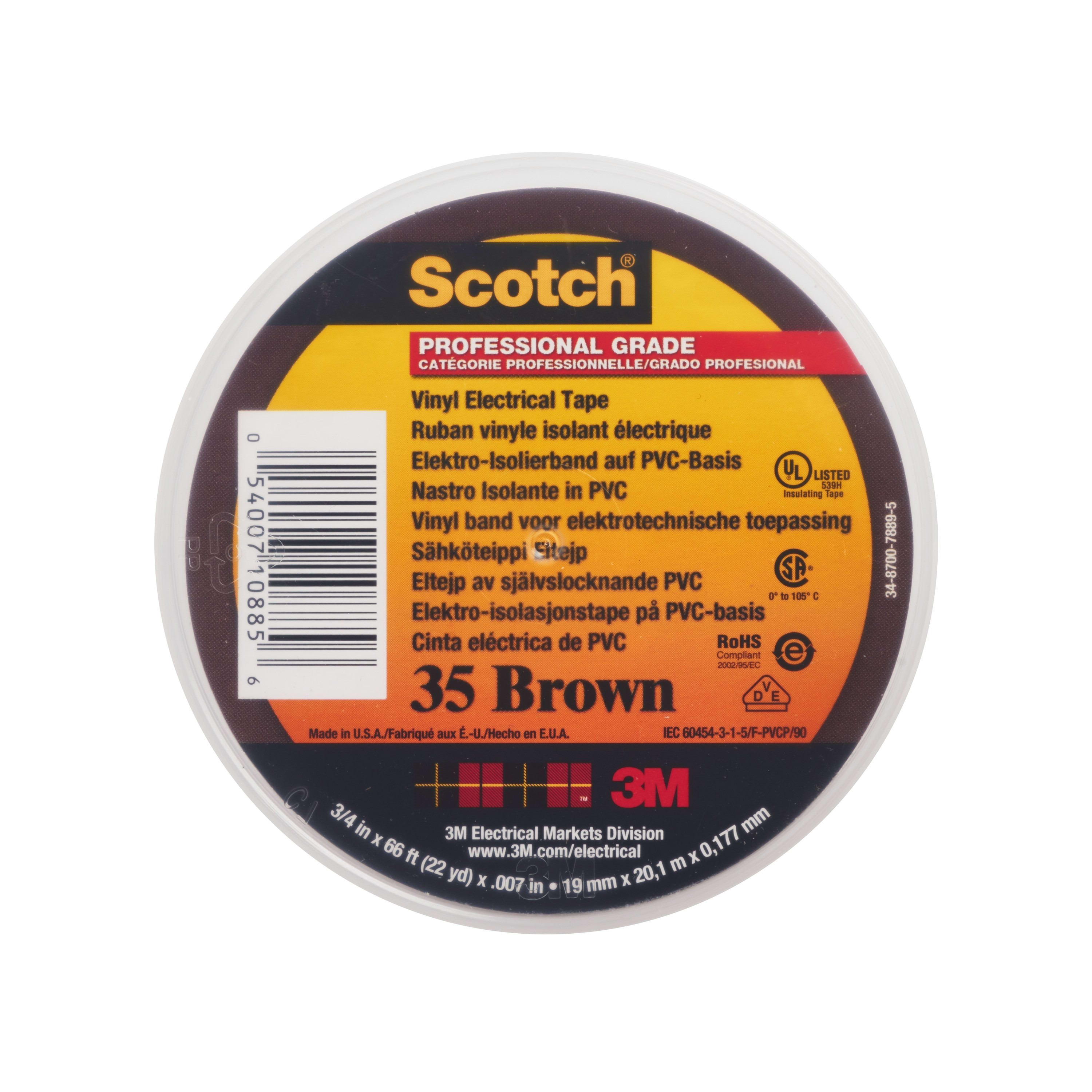 3M Electricite - 3M Scotch 35 Ruban isolant électrique hautes performances 20m x 19mm Marron