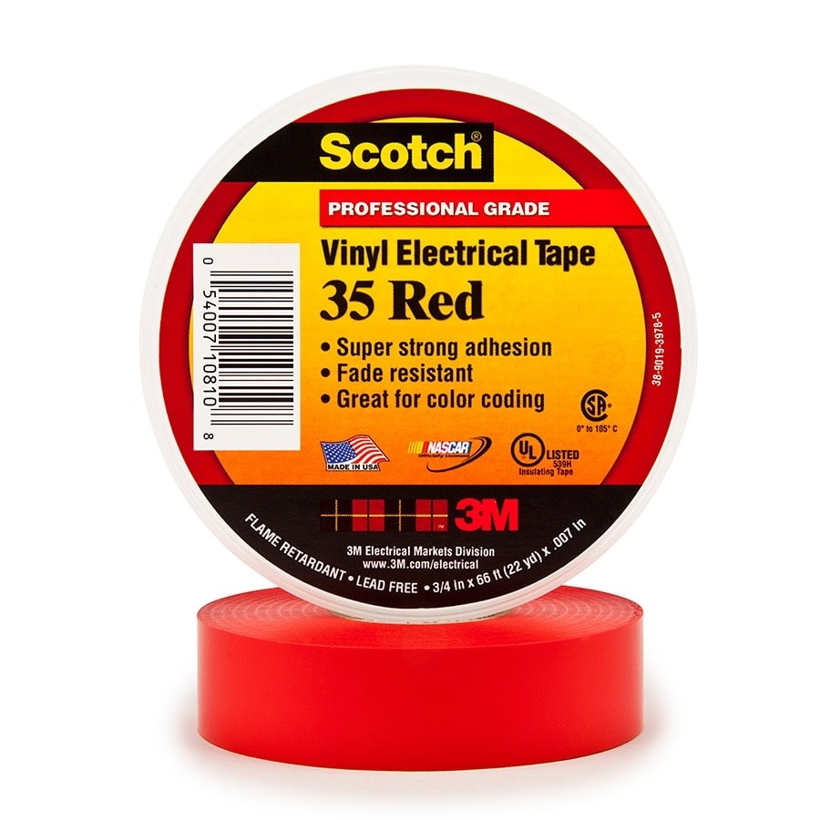 3M Electricite - 3M Scotch 35 Ruban isolant électrique hautes performances 20m x 19mm Rouge