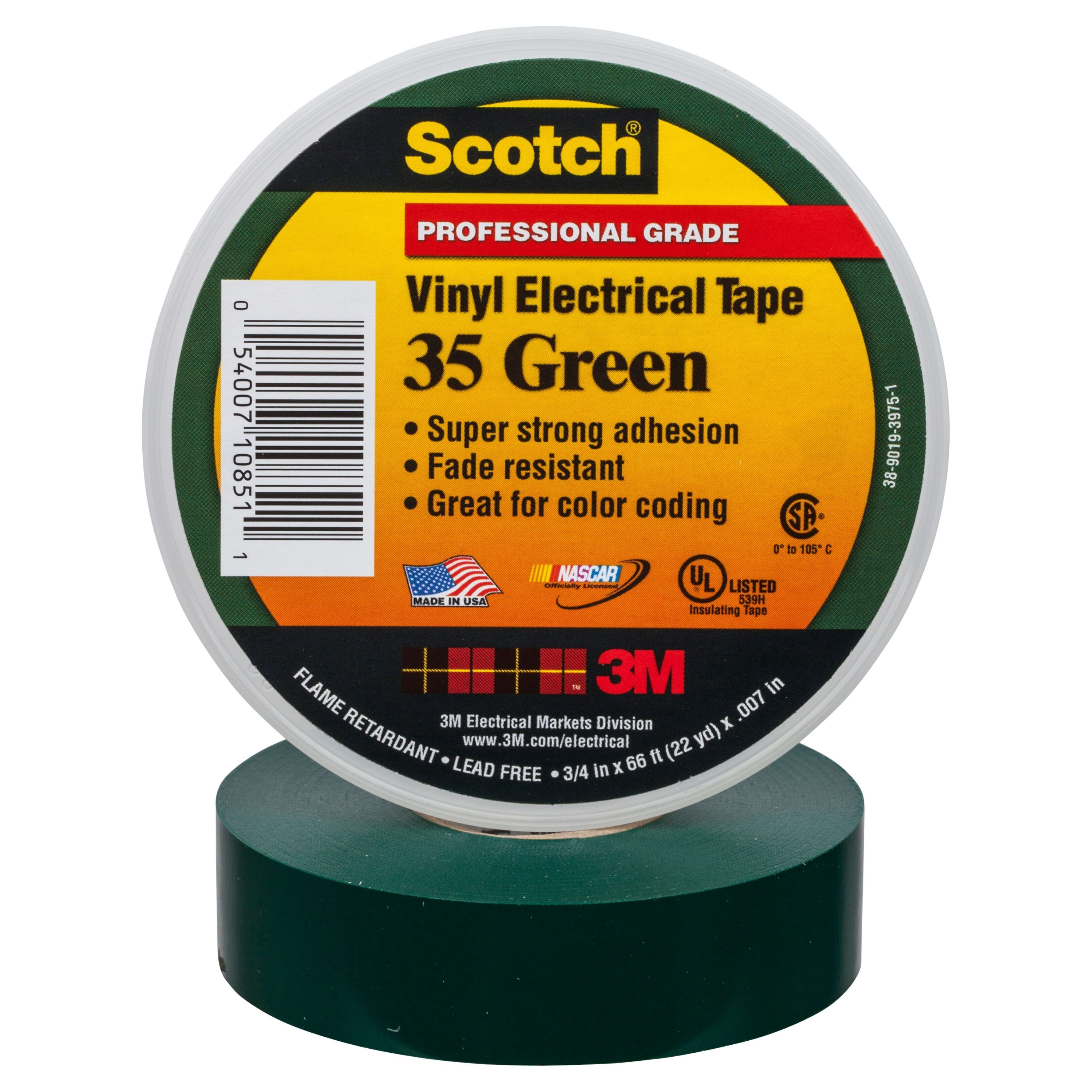 3M Electricite - 3M Scotch 35 Ruban isolant électrique hautes performances 20m x 19mm Vert