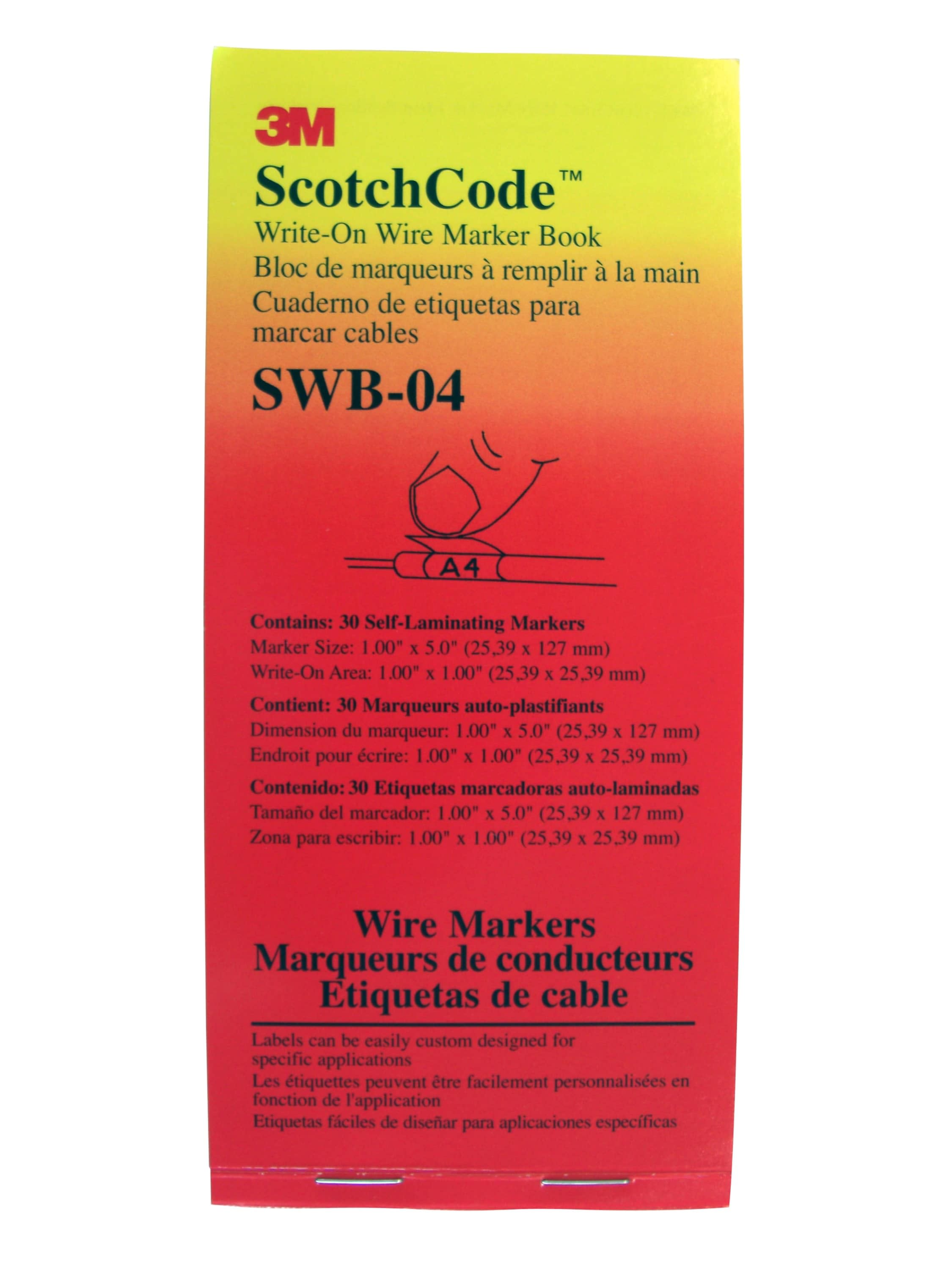 3M Electricite - Scotchcode SWB-4 Carnet 30 étiquettes de marquage pour câbles 8 à 40 mm