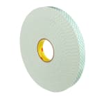 3M Electricite - Ruban mousse double face adhésif 3M 4032, Blanc, 0,8mm x 15mm x 66m