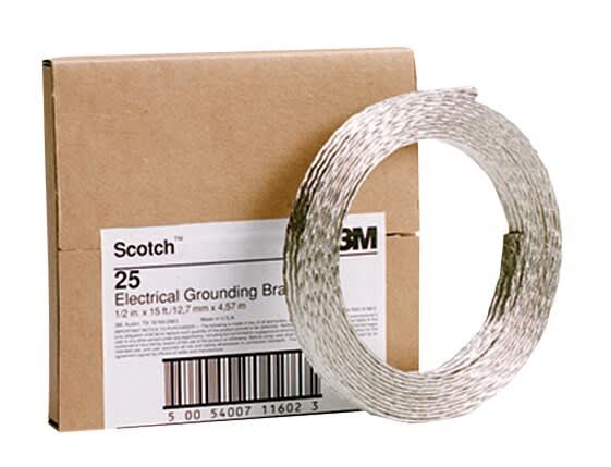 3M Electricite - Scotch®25 tresse de mise à la terre 13,3mm² -2,38 x 12,7mm x 4,5m