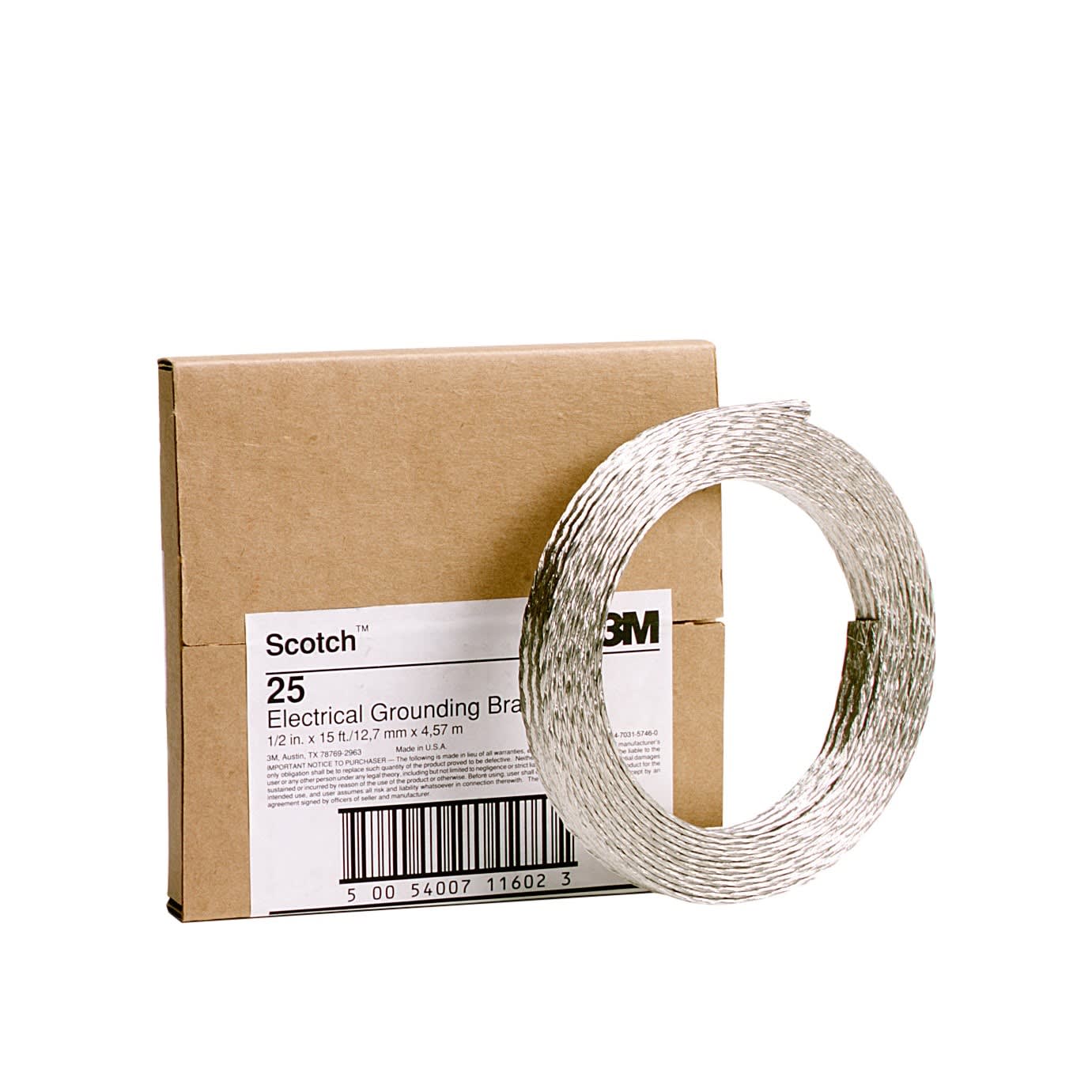 3M Electricite - Scotch®25 Tresse de mise à la terre 13,3mm² ép.2,38mm larg. 12,7mm Long.4,5m