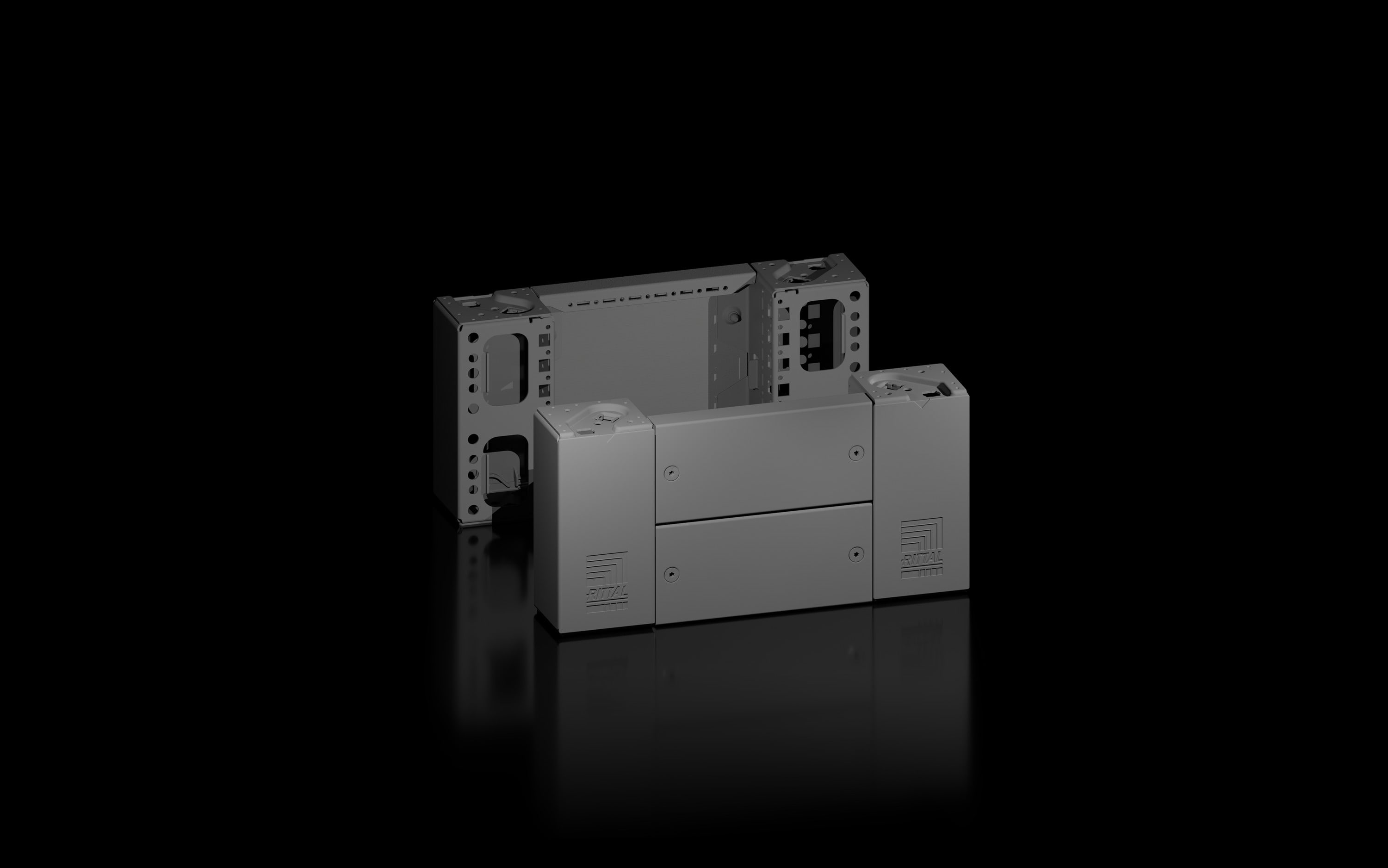 Rittal - Plaque socle AV/AR avec pièce d'angle -VX25-TS-TSIT-SE-PC-IW-CM-TP -H200 L400