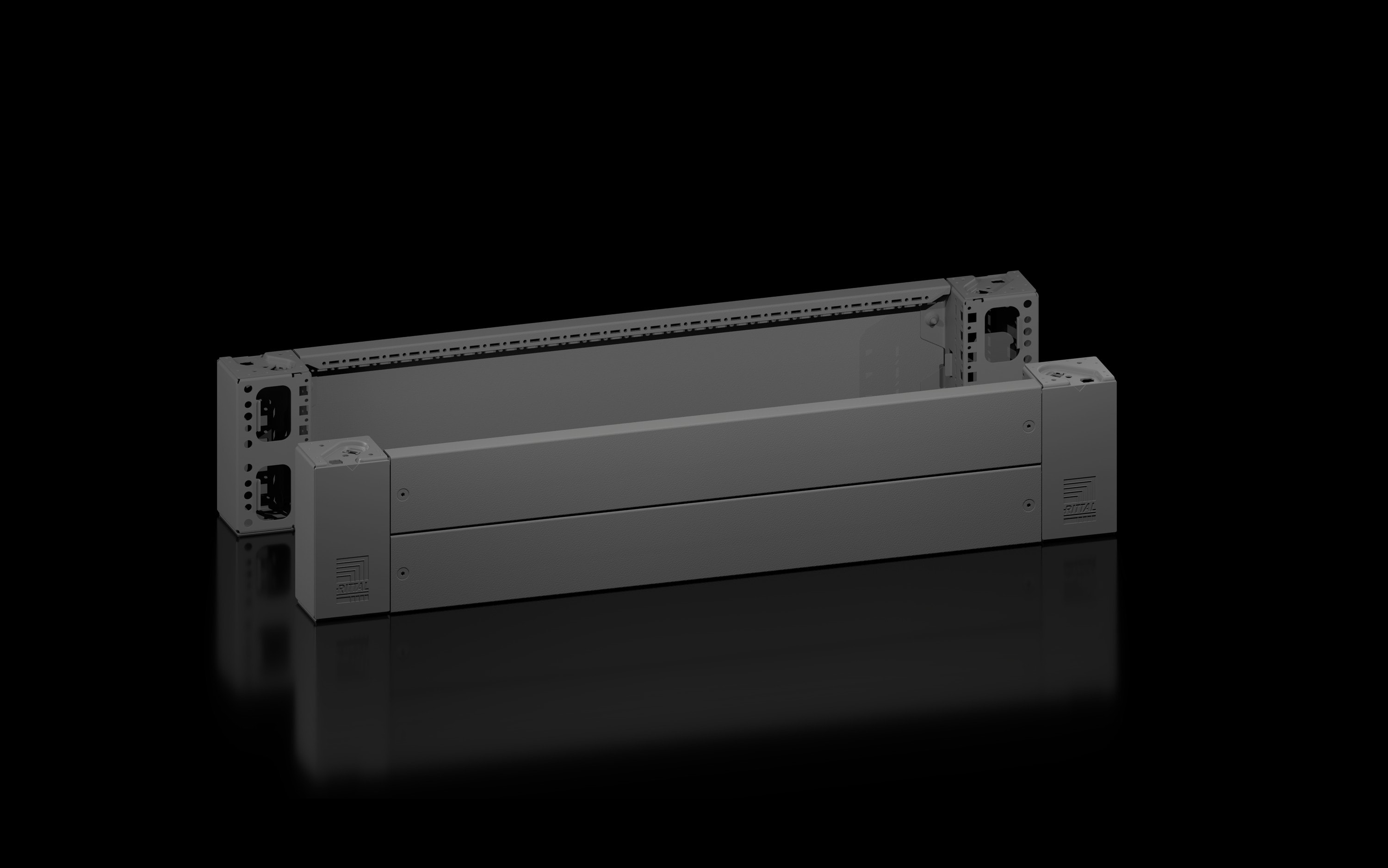 Rittal - Plaque socle AV/AR avec pièce d'angle -VX25-TS-TSIT-SE-PC-IW-CM-TP -H200 L1000