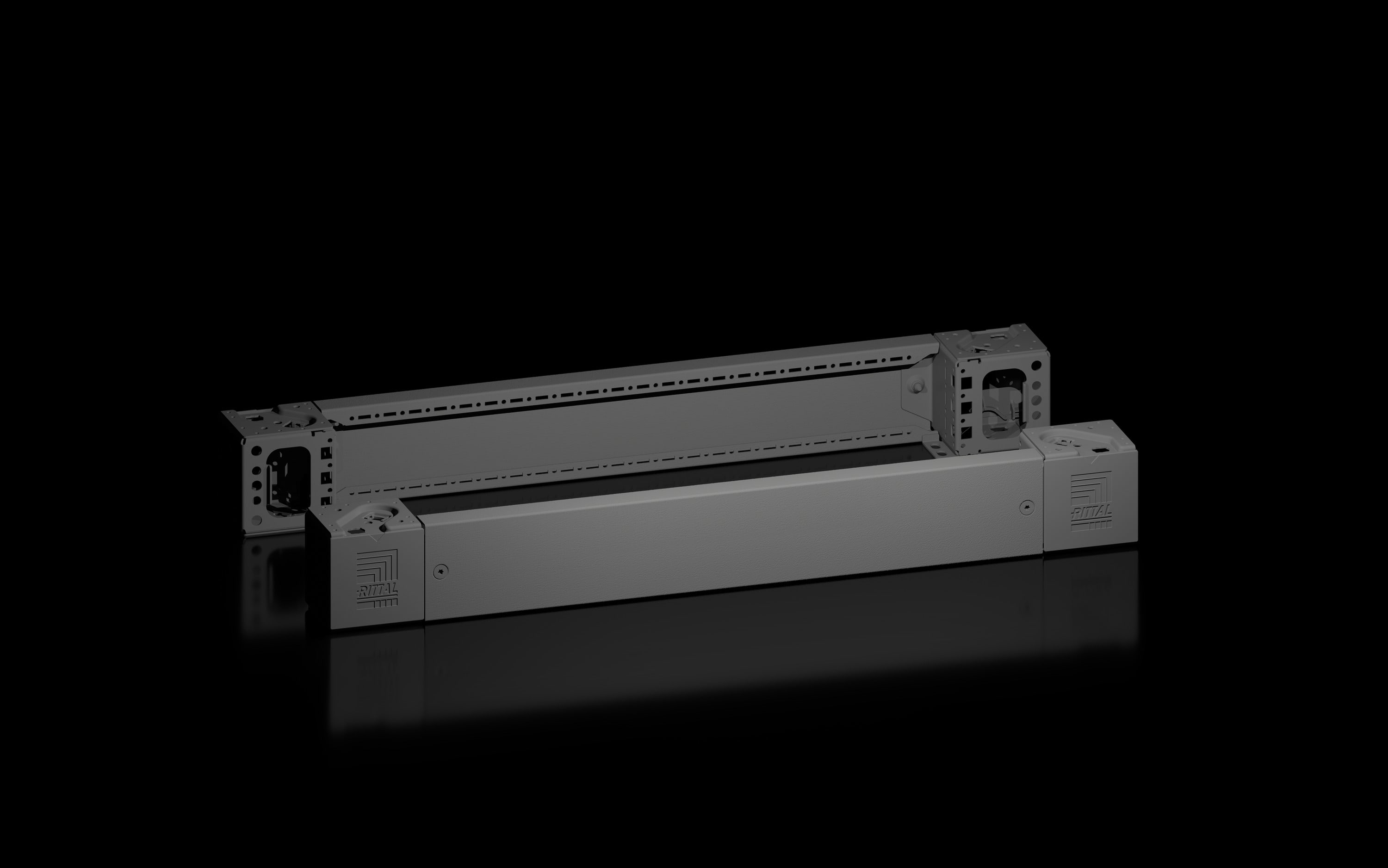 Rittal - Plaque socle AV/AR avec pièce d'angle -VX25-TS-TSIT-SE-PC-IW-CM-TP -H100 L800