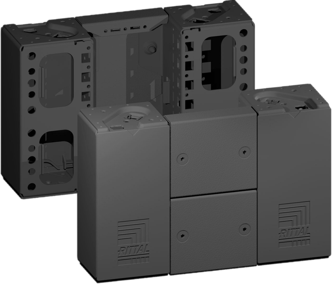 Rittal - 2 Plaque socle AV/AR avec pièce d'angle -VX25-TS-TSIT-SE-PC-IW-CM-TP -H200 L300